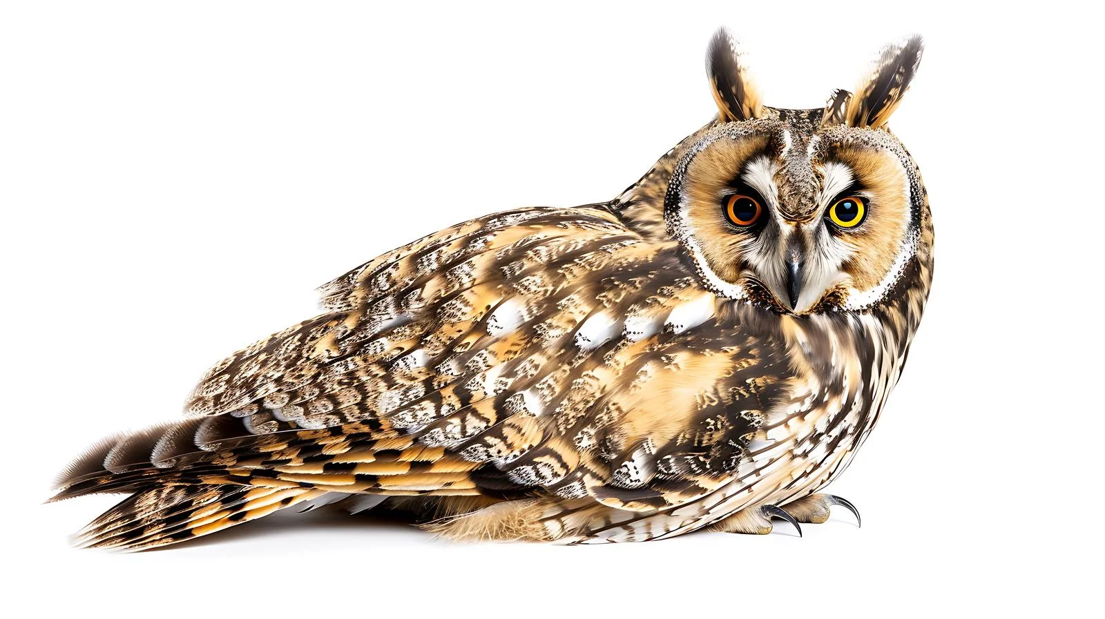 Long-Eared Owl Bird White Background Perched — free download from Dotvec