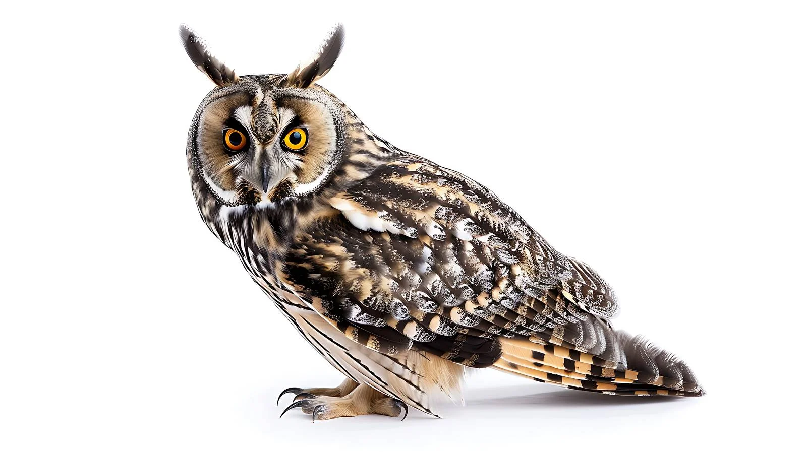 Majestic Long-Eared Owl on White Background — free download from Dotvec