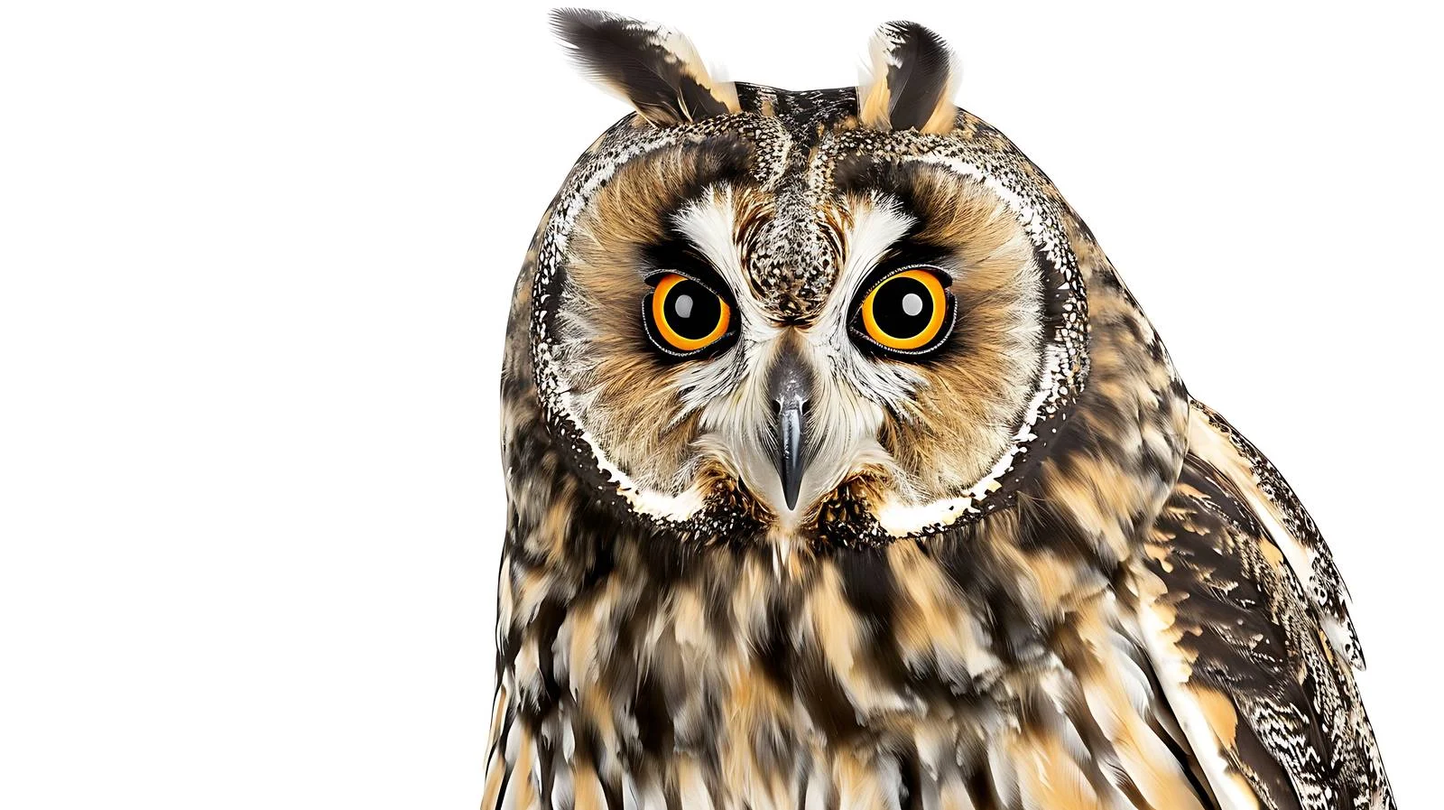Long-Eared Owl Asio otus on White Background — free download from Dotvec