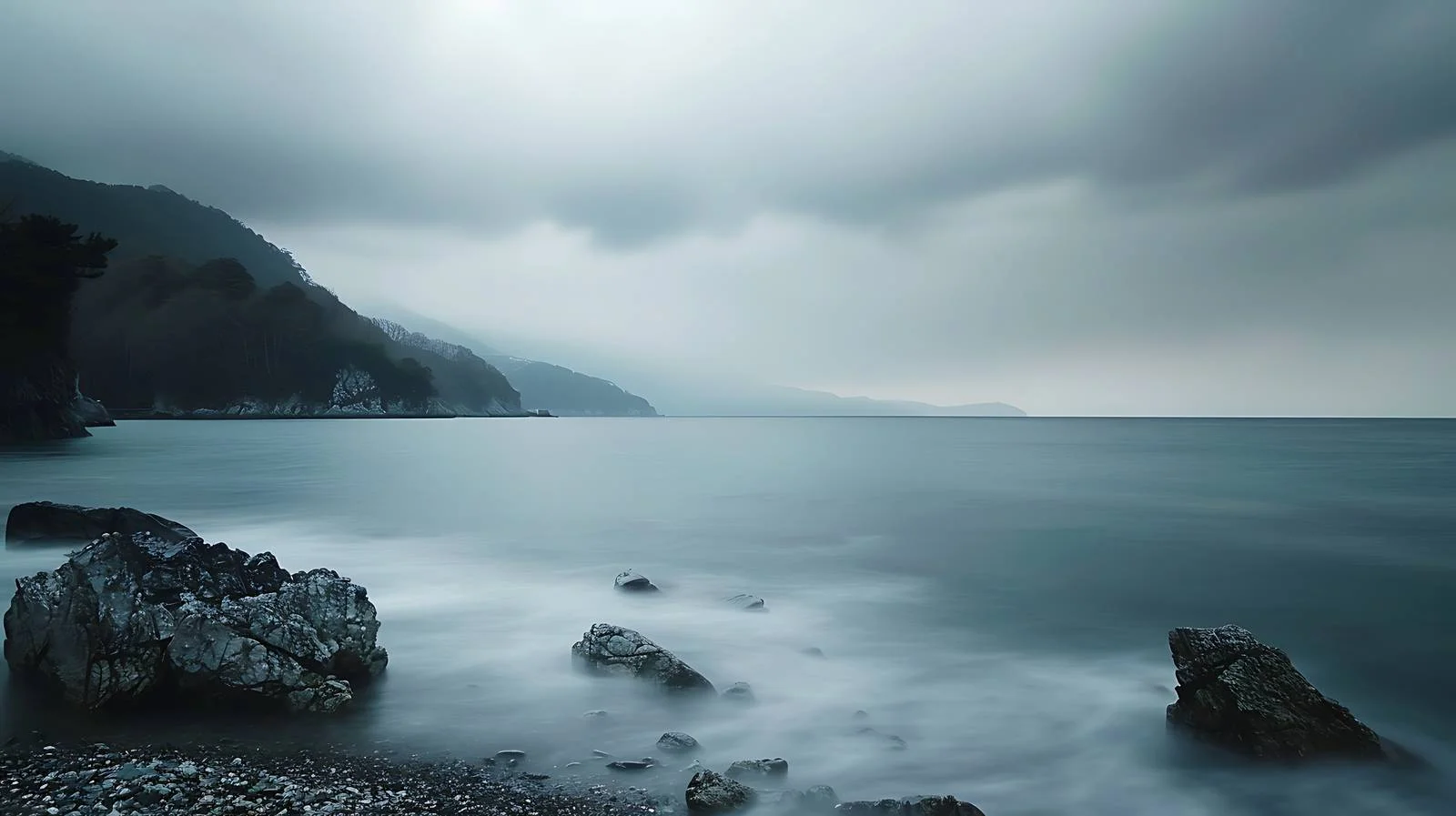 Serene seascape with dramatic cloudy skies — free download from Dotvec