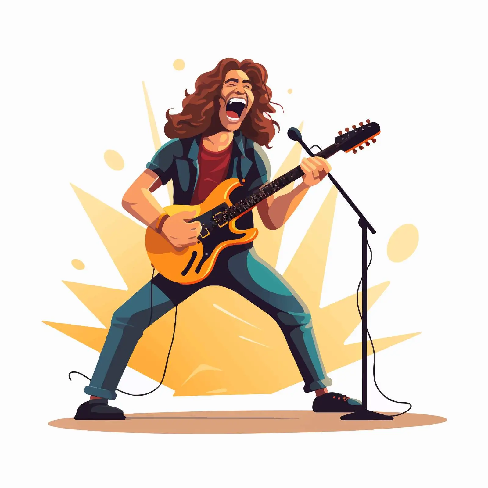 Long-Haired Metal Rock Singer Vector Artwork — free download from Dotvec