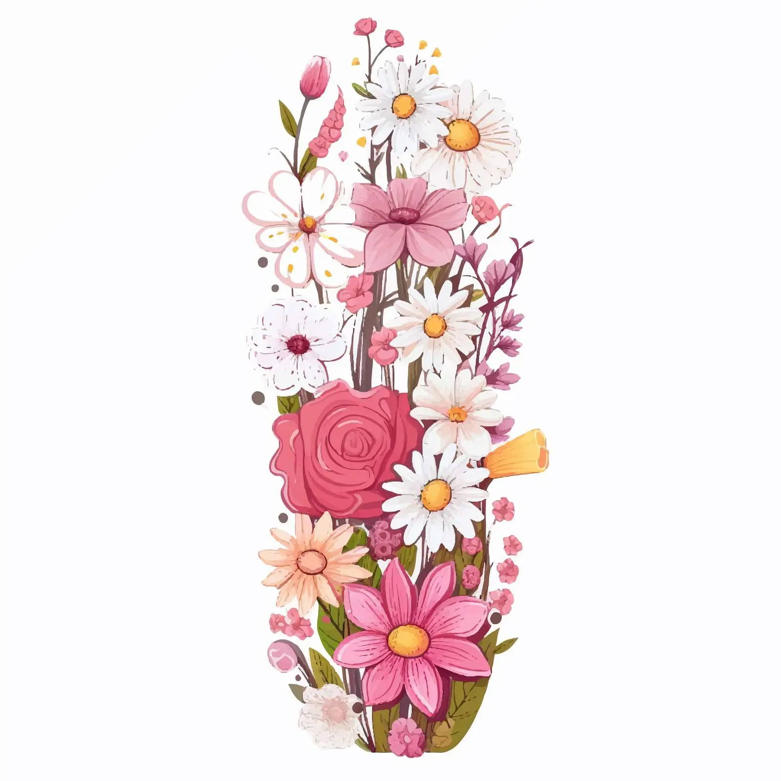 Chamomile Flower Nail Design Illustration — free download from Dotvec