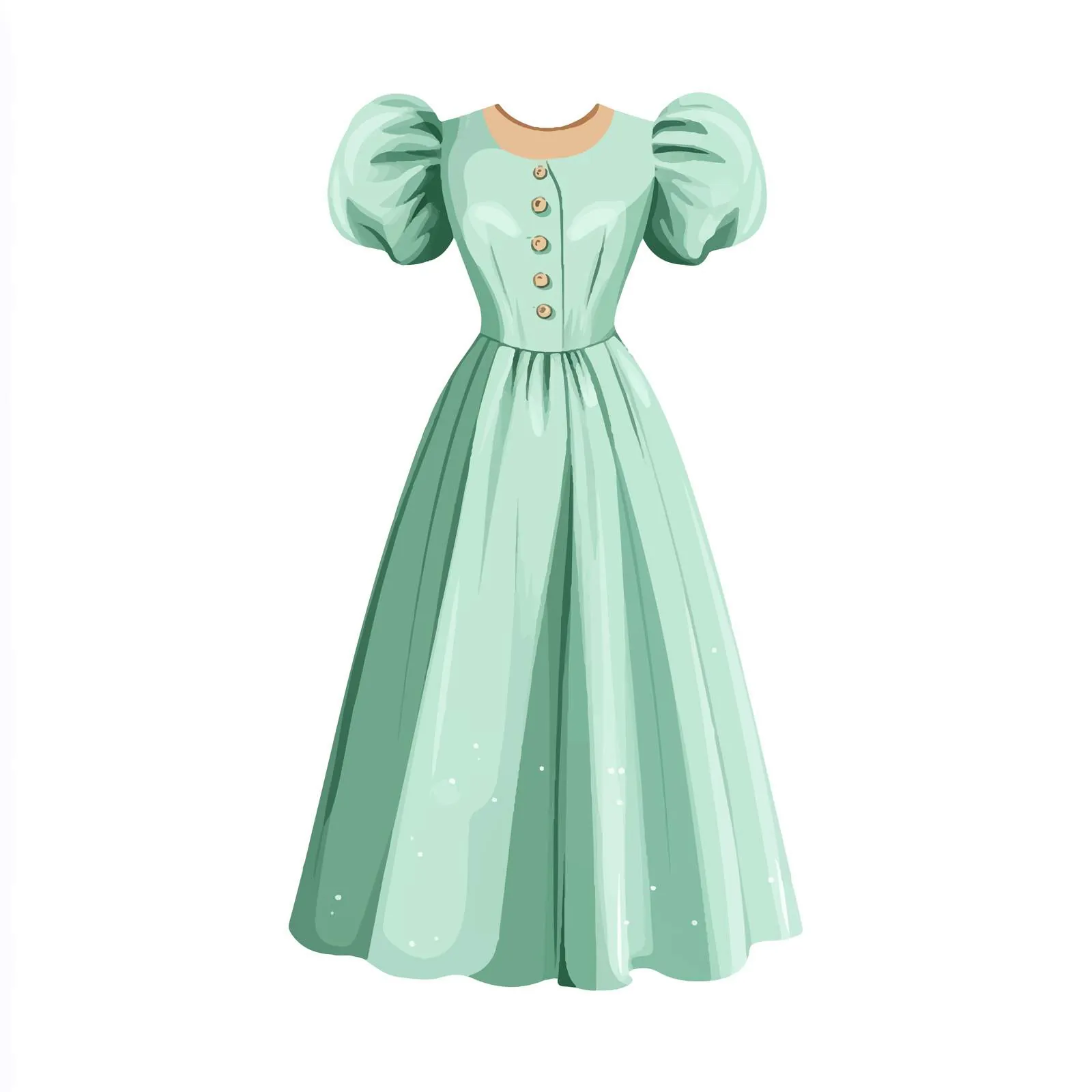 Long Summer Dress with Puffy Sleeves – free youthful fashion image from Dotvec