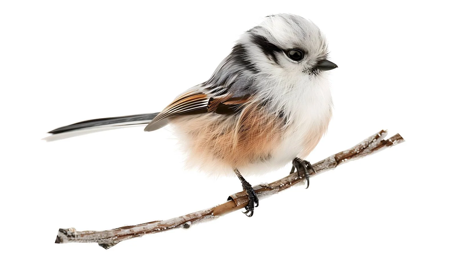 Elegant Long-Tailed Tit on White Background — free download from Dotvec