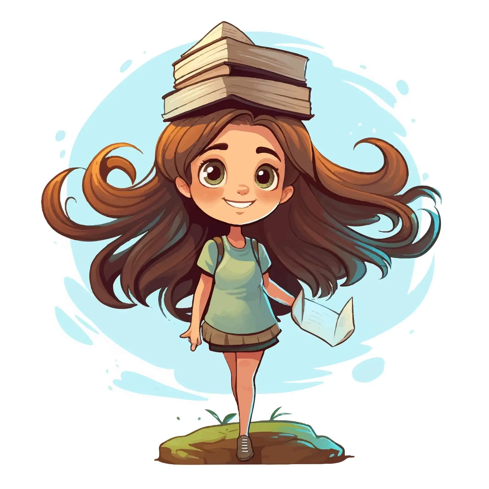 Girl Balancing Book on Her Head Vector — free download from Dotvec