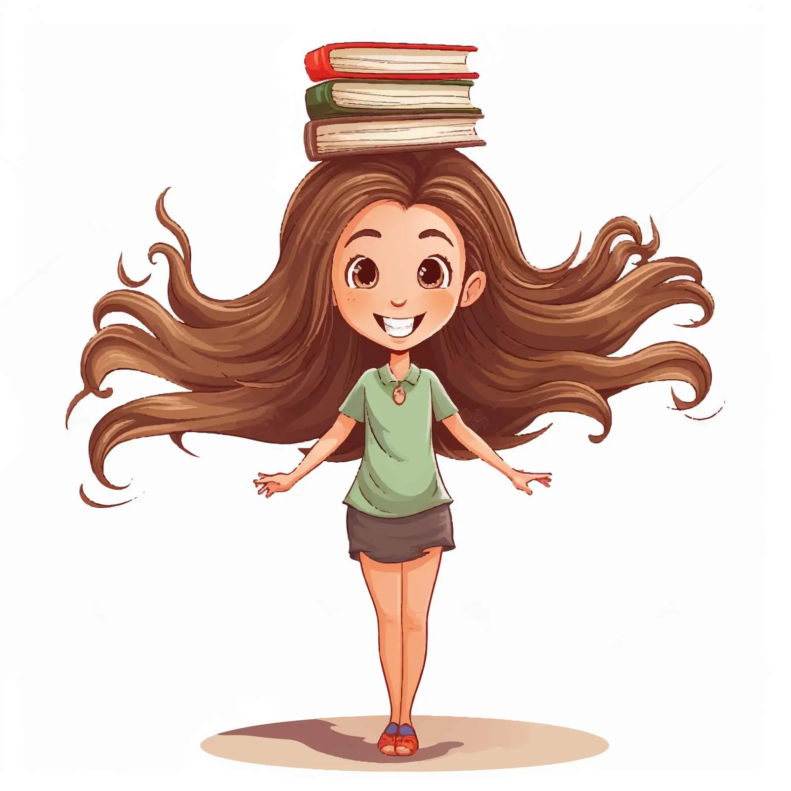 Girl Balancing Book on Head Vector Illustration — free download from Dotvec