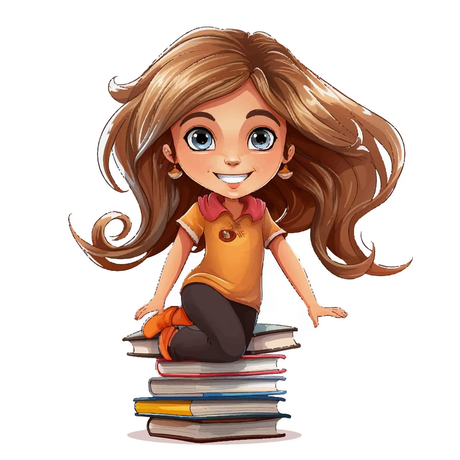 Girl Balancing Book on Her Head Vector – free funny pose image from Dotvec