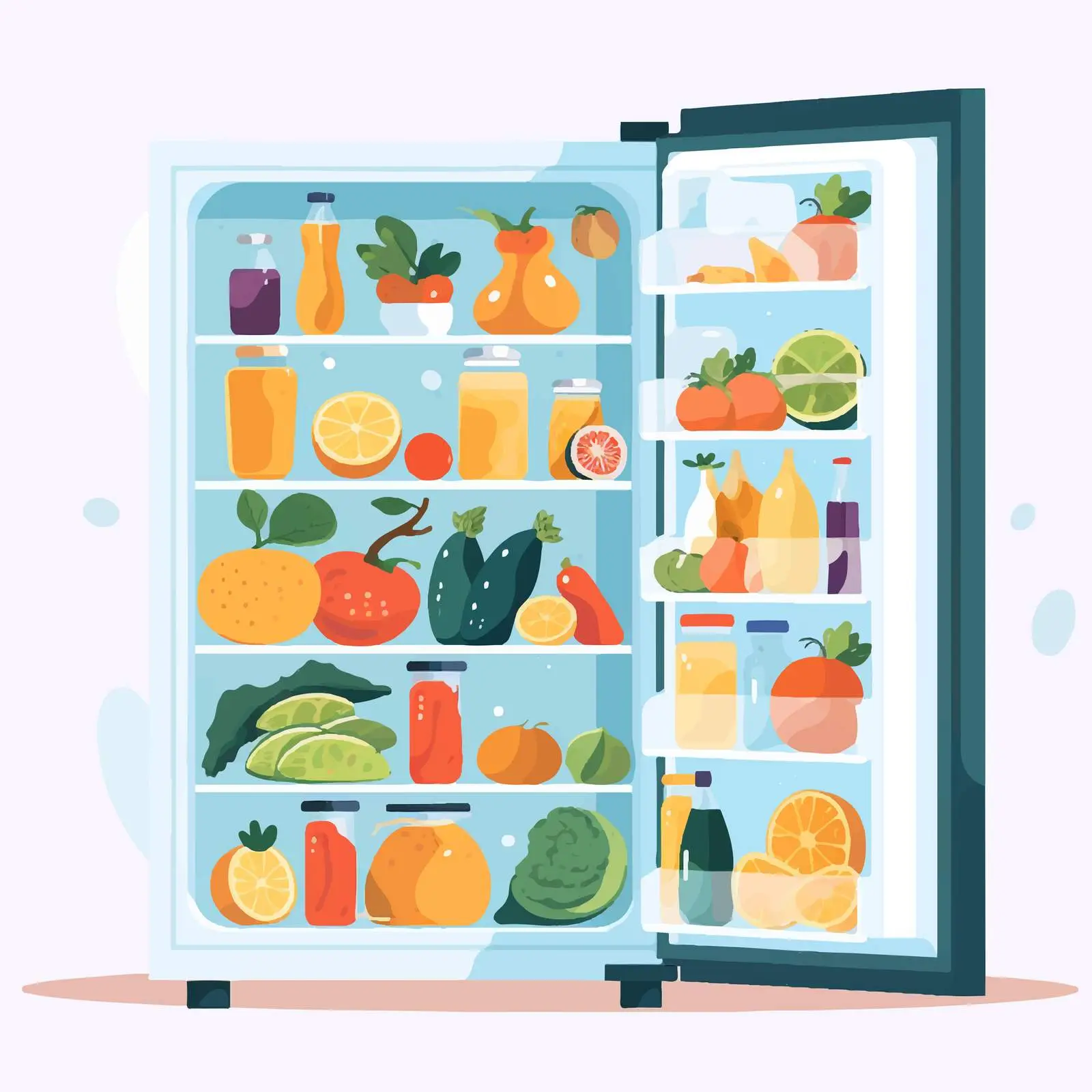 Healthy Products Inside Fridge Vector Illustration — free download from Dotvec