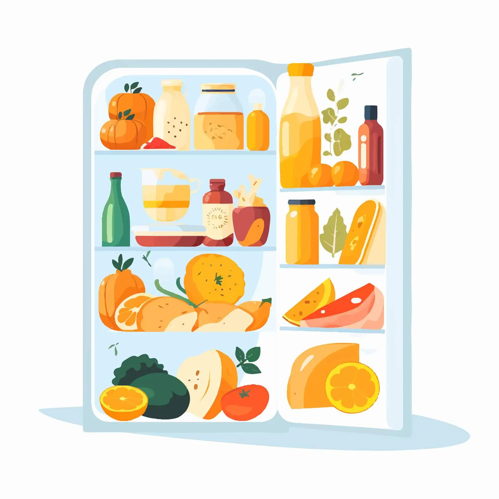 Healthy Food Ingredients in Fridge Vectors — free download from Dotvec