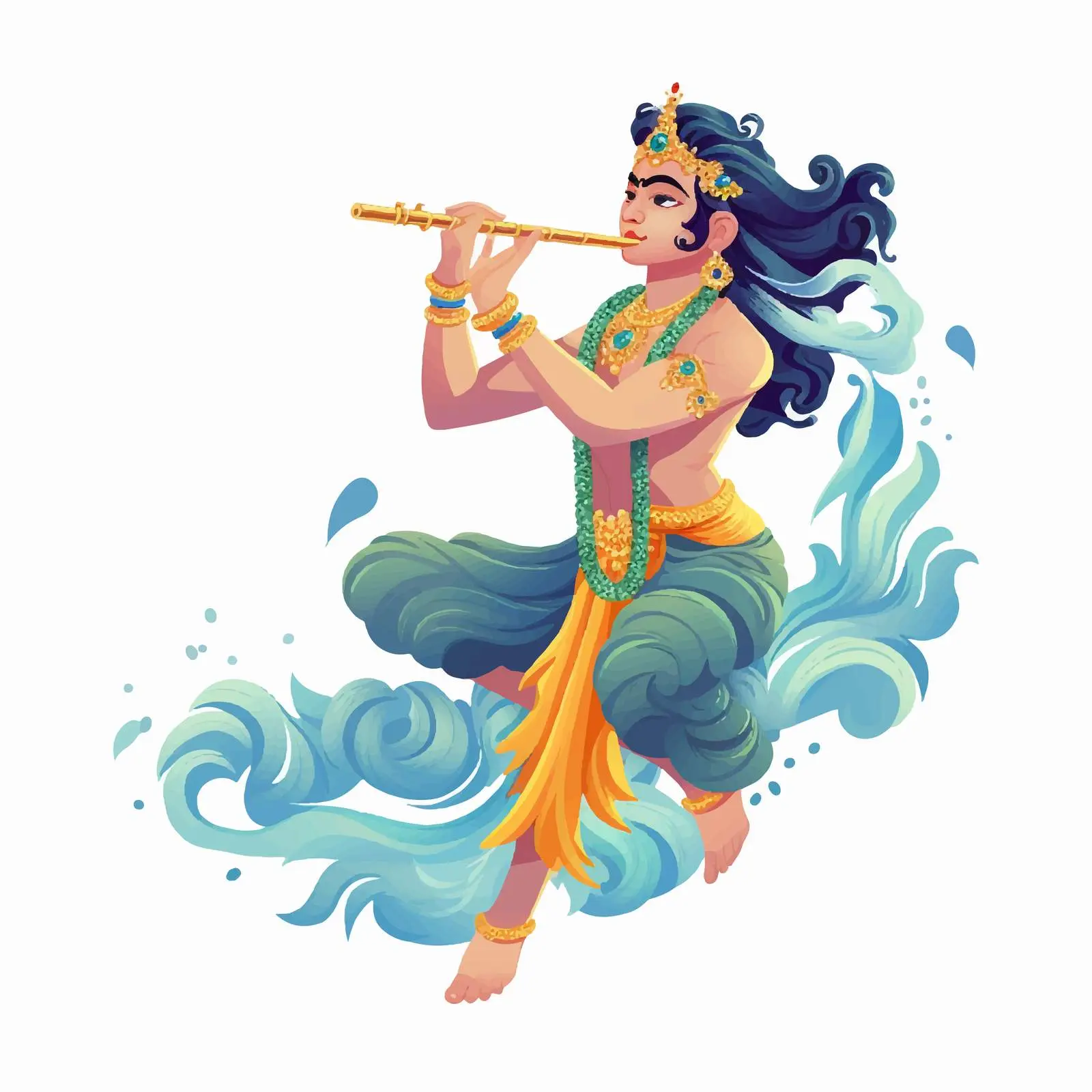 Lord Krishna Playing Bansuri at Janmashtami Festival — free download from Dotvec