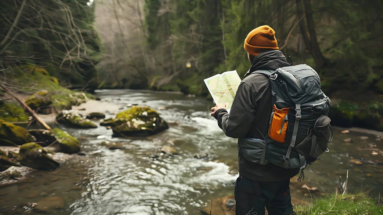 Hiker Navigating with Map — free download from Dotvec