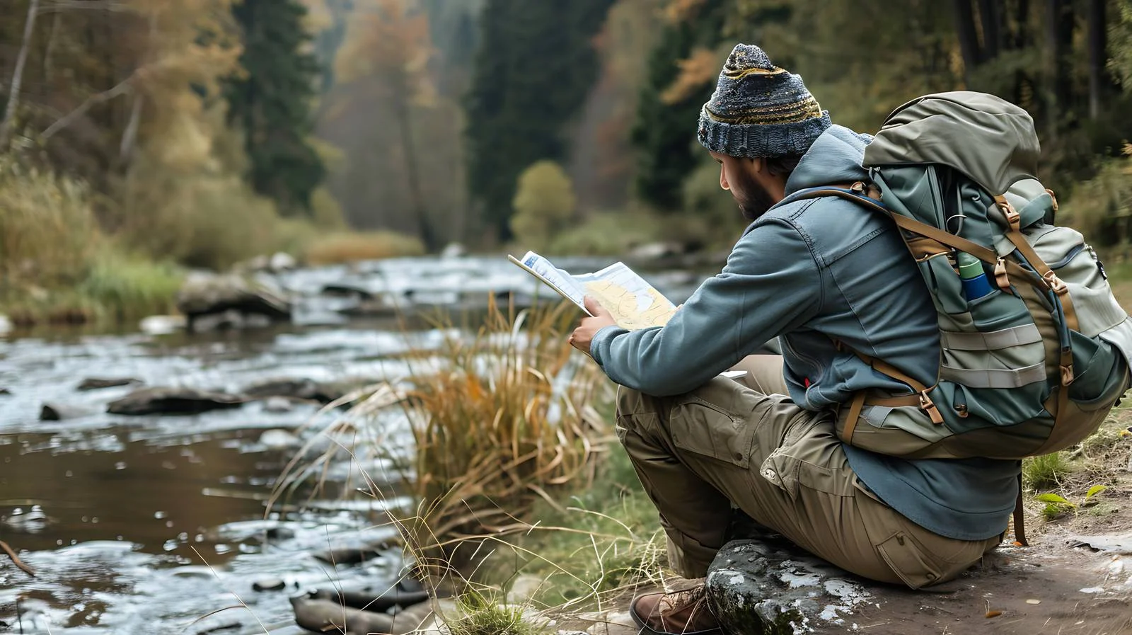 Lost Hiker by River — free download from Dotvec