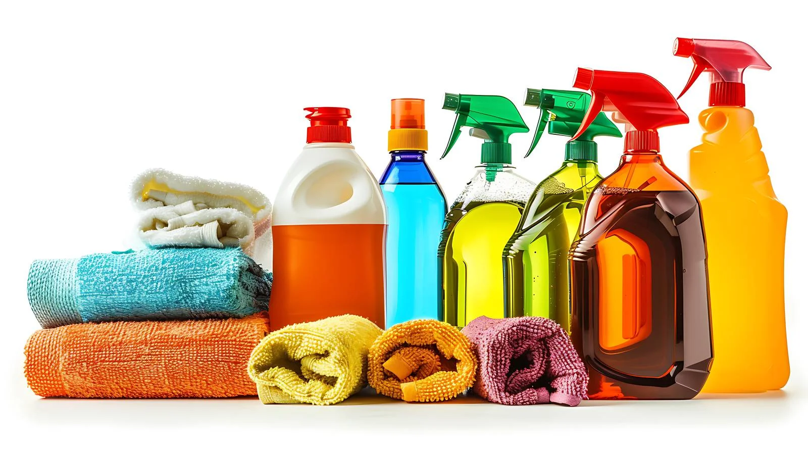 Assortment of Cleaning Chemical Bottles Displayed — free download from Dotvec