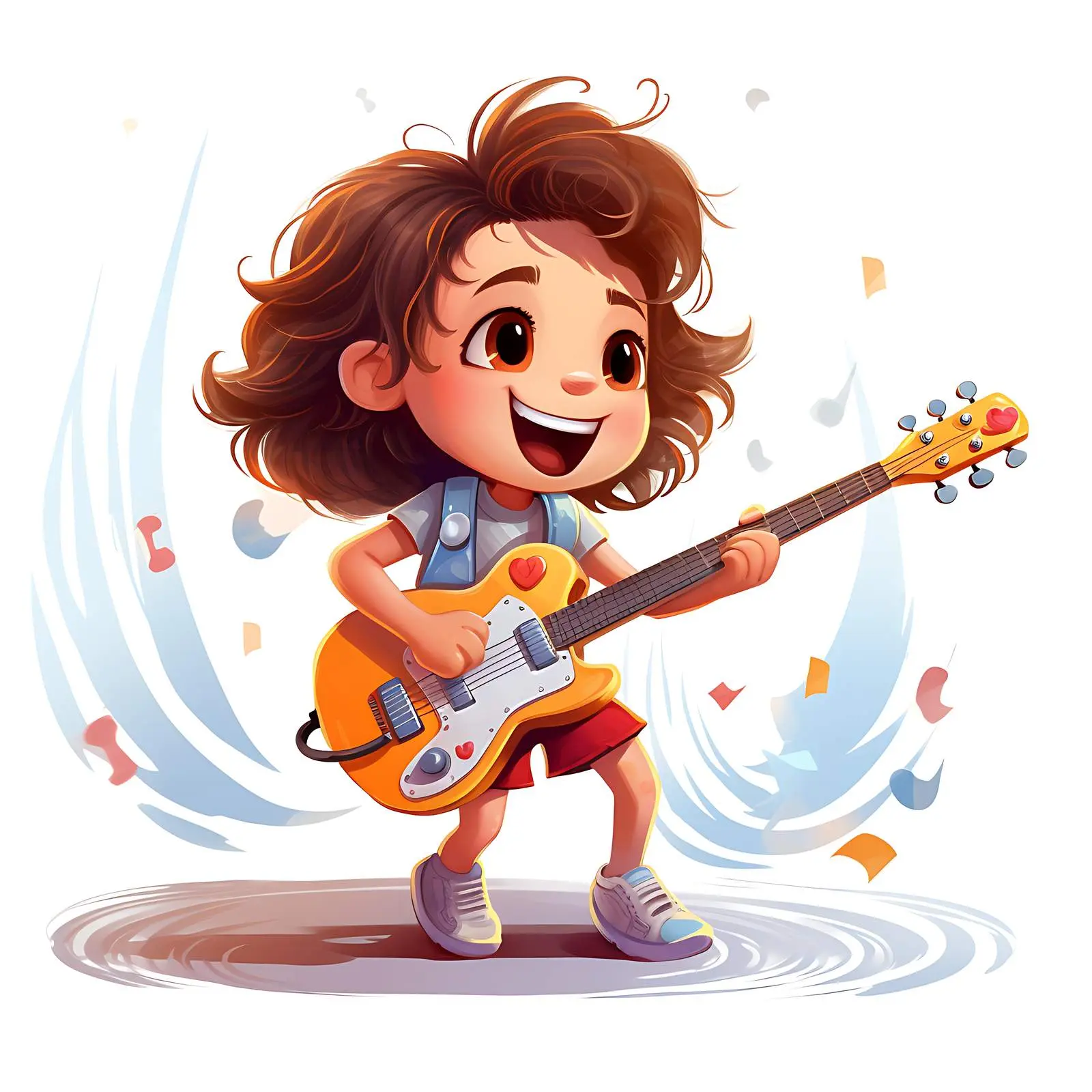 Cartoon Girl Playing Loud Guitar – free sound image from Dotvec