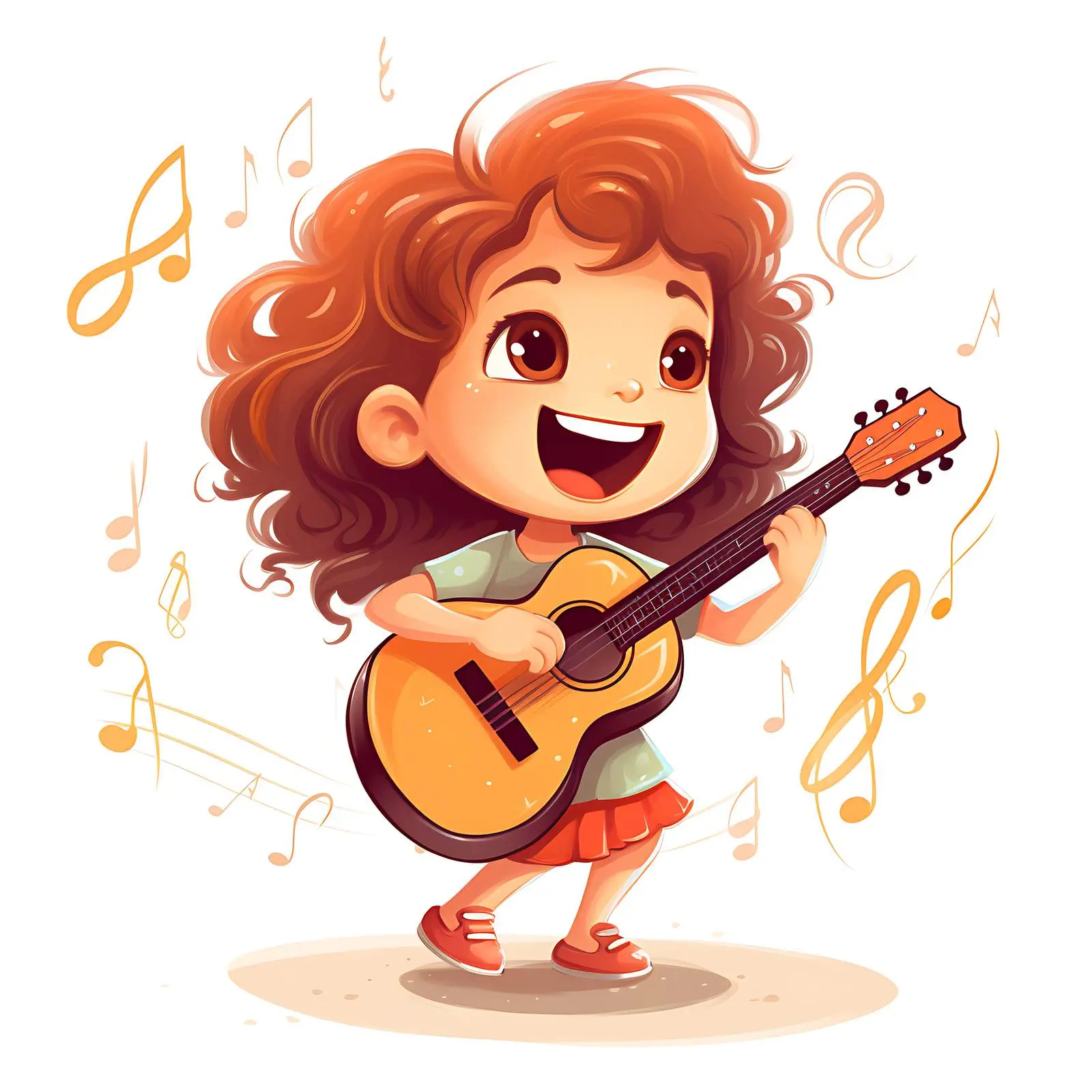 Funny Cartoon Girl with Loud Guitar – free sound image from Dotvec