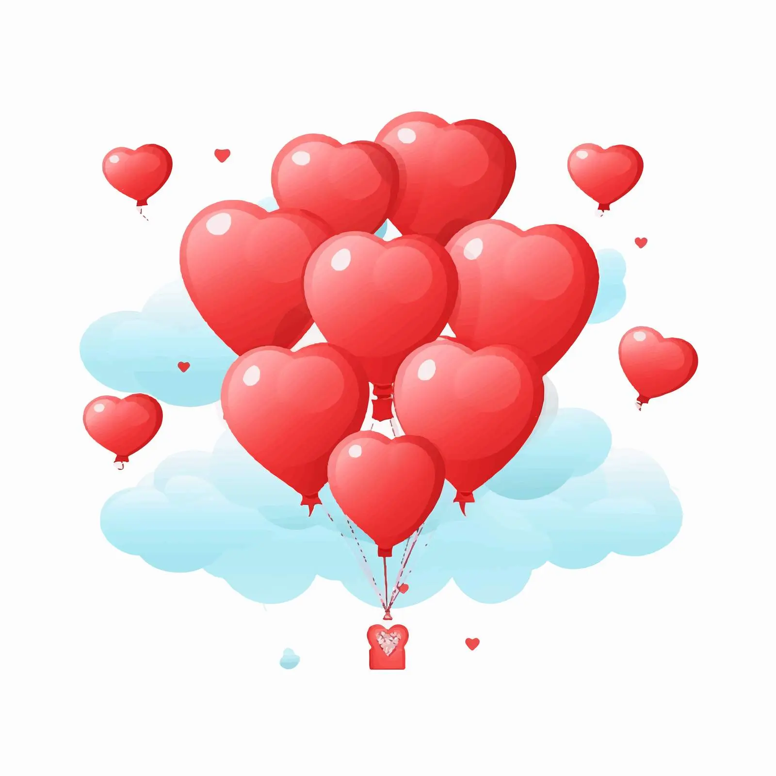 Lovely Card with Hearts and Balloons Design — free download from Dotvec
