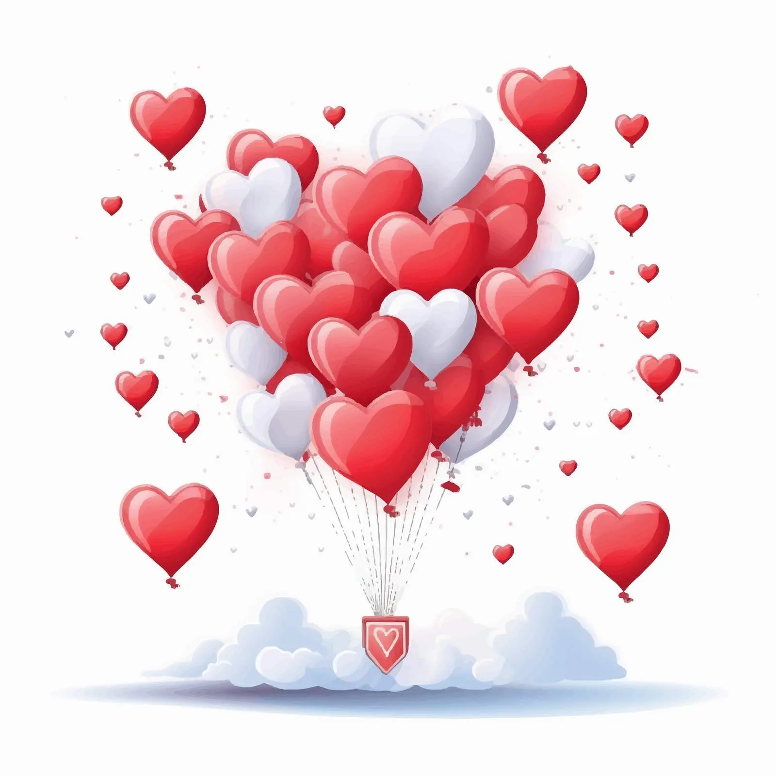 Cute Love Card with Heart Balloons — free download from Dotvec
