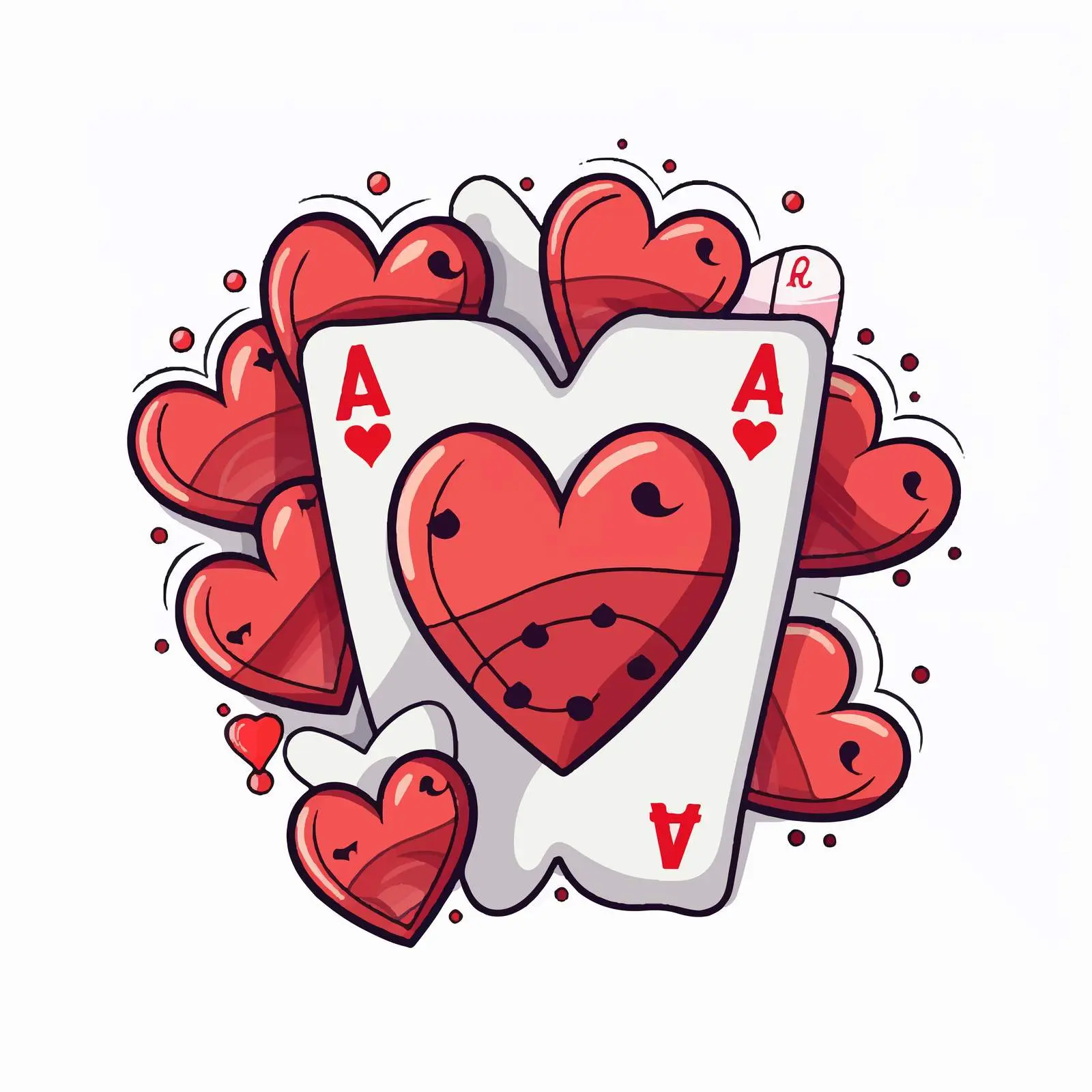 Cartoon Love Card with Hearts Vector Illustration — free download from Dotvec