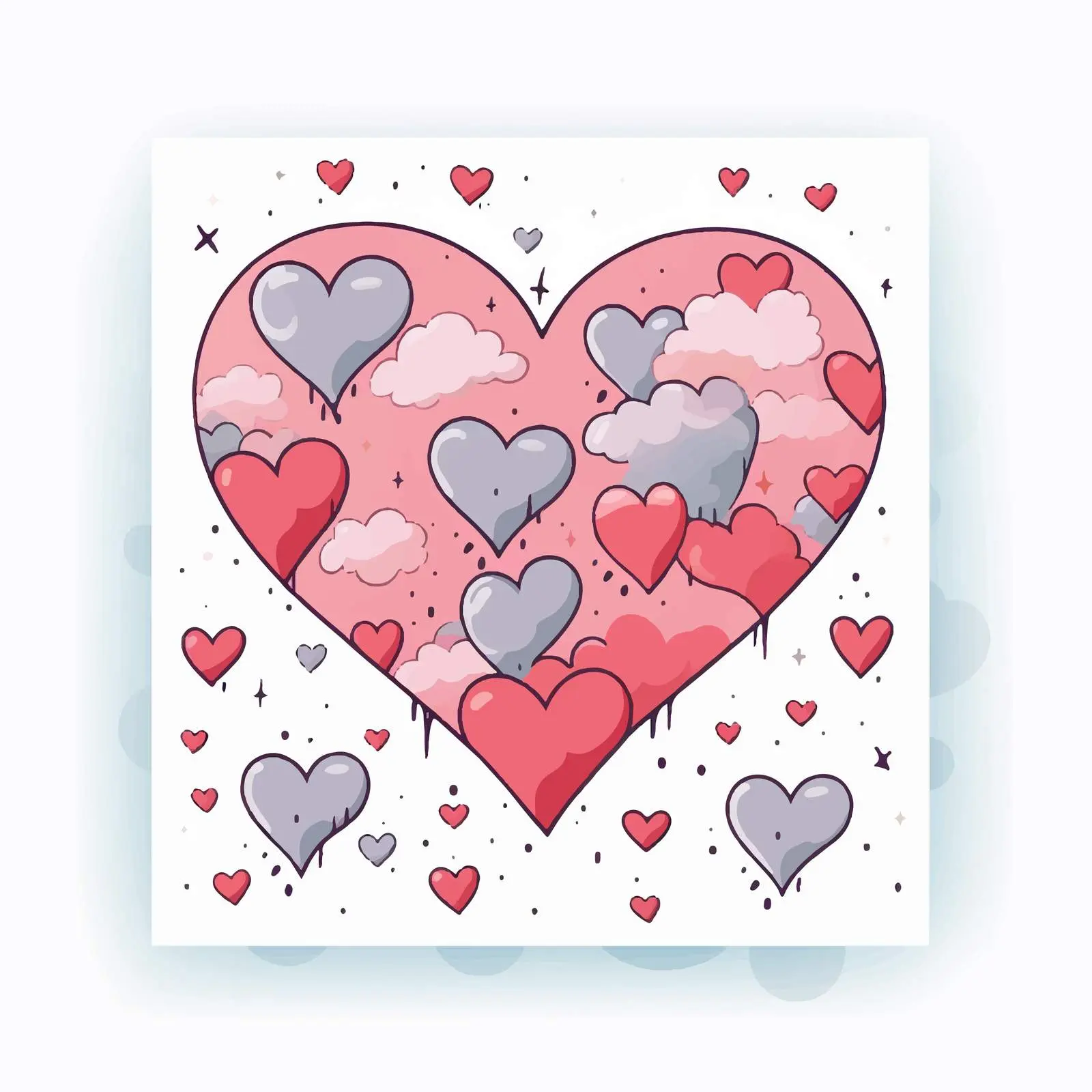 Cartoon Love Card with Hearts Vector Illustration — free download from Dotvec