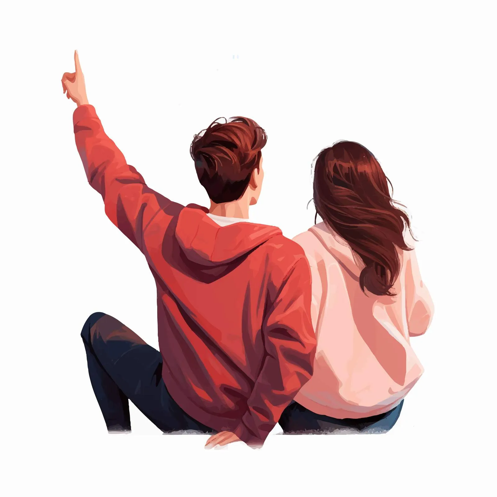 Couple Back View with Man Pointing Up — free download from Dotvec