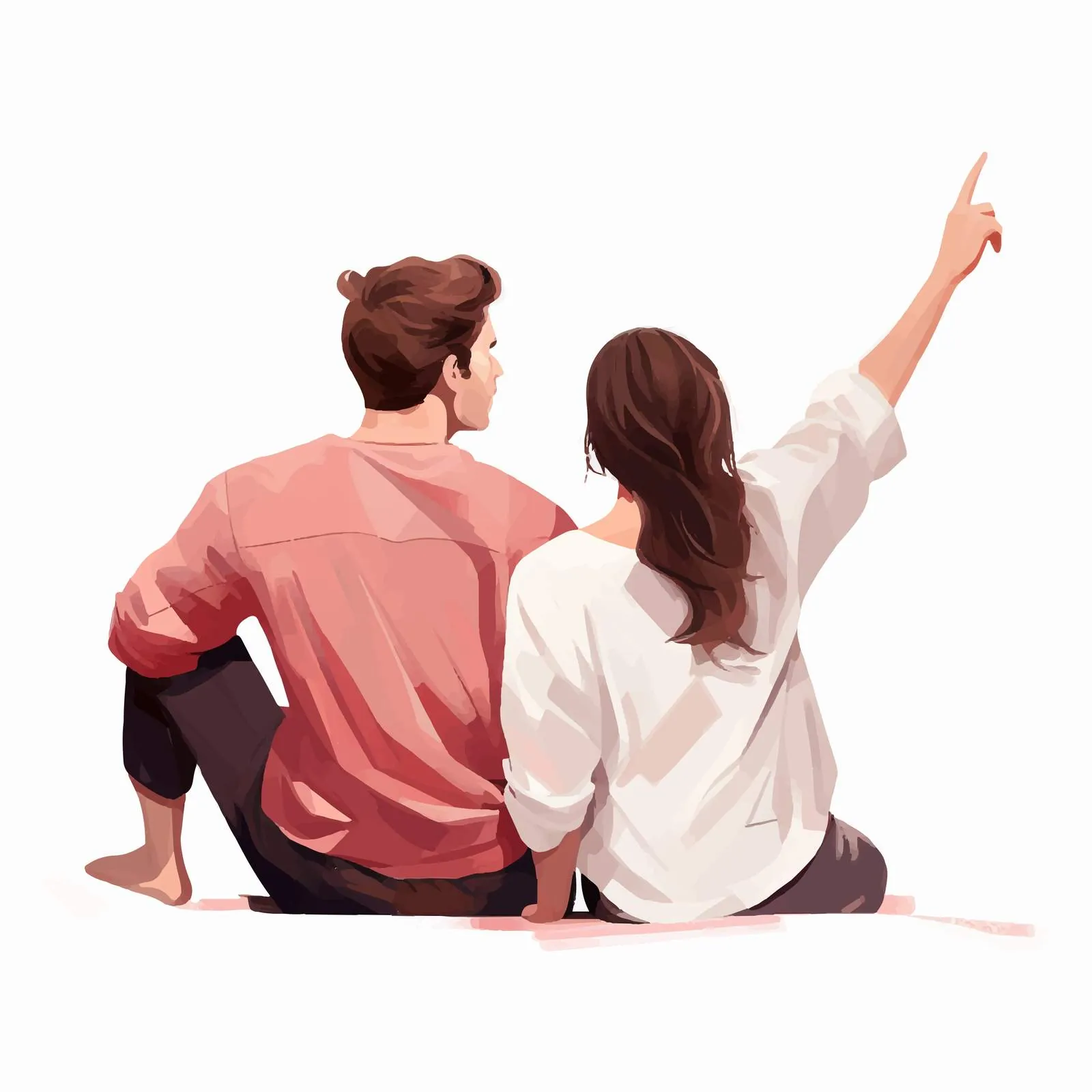 Couple Back View Man Pointing Up — free download from Dotvec