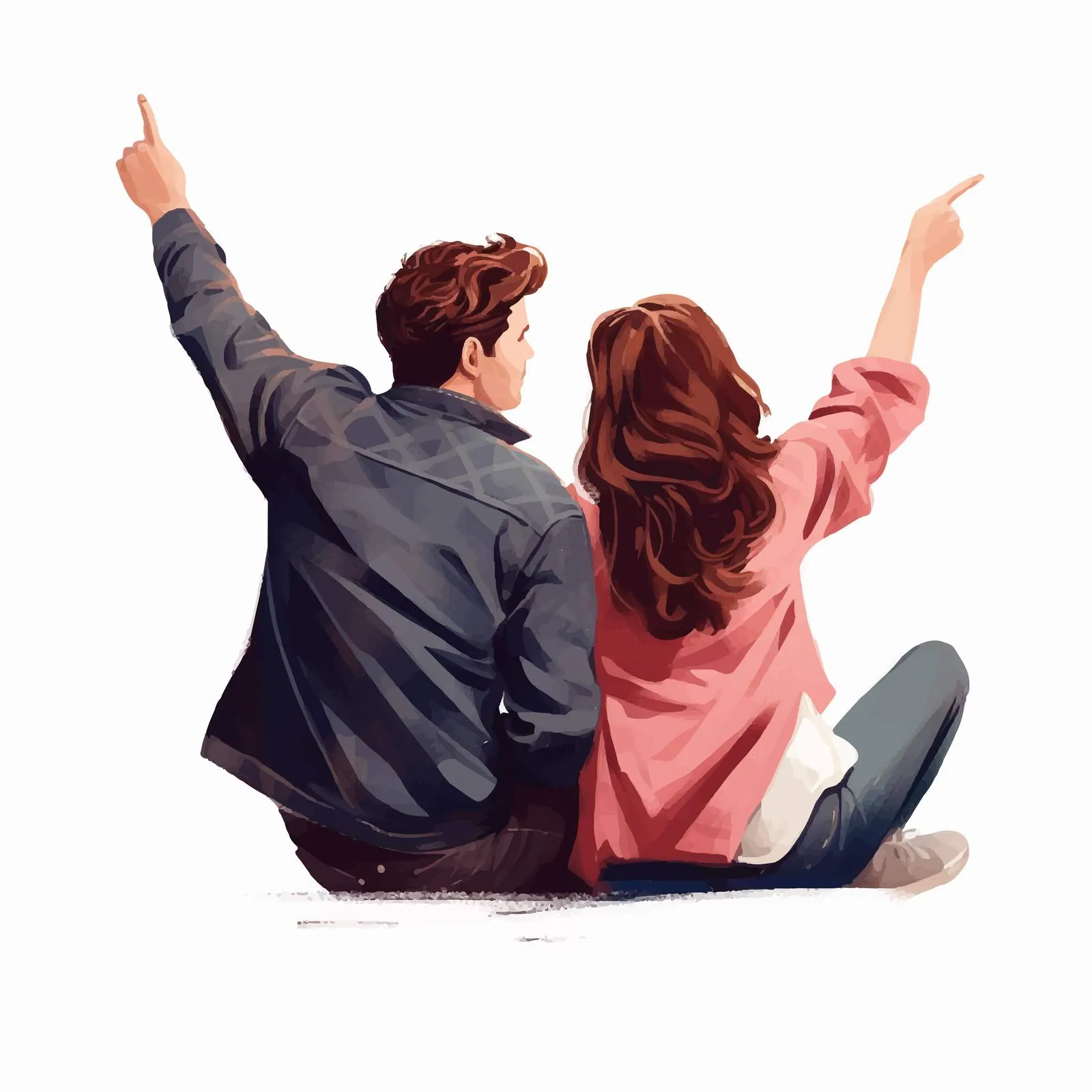 Couple Viewing Together with Man Pointing Up — free download from Dotvec