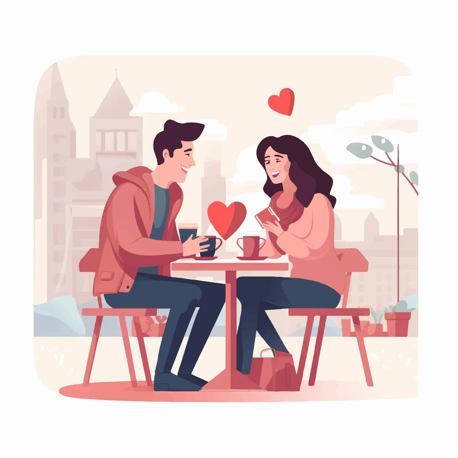 Couple Exchanging Gifts at Outdoor Cafe — free download from Dotvec