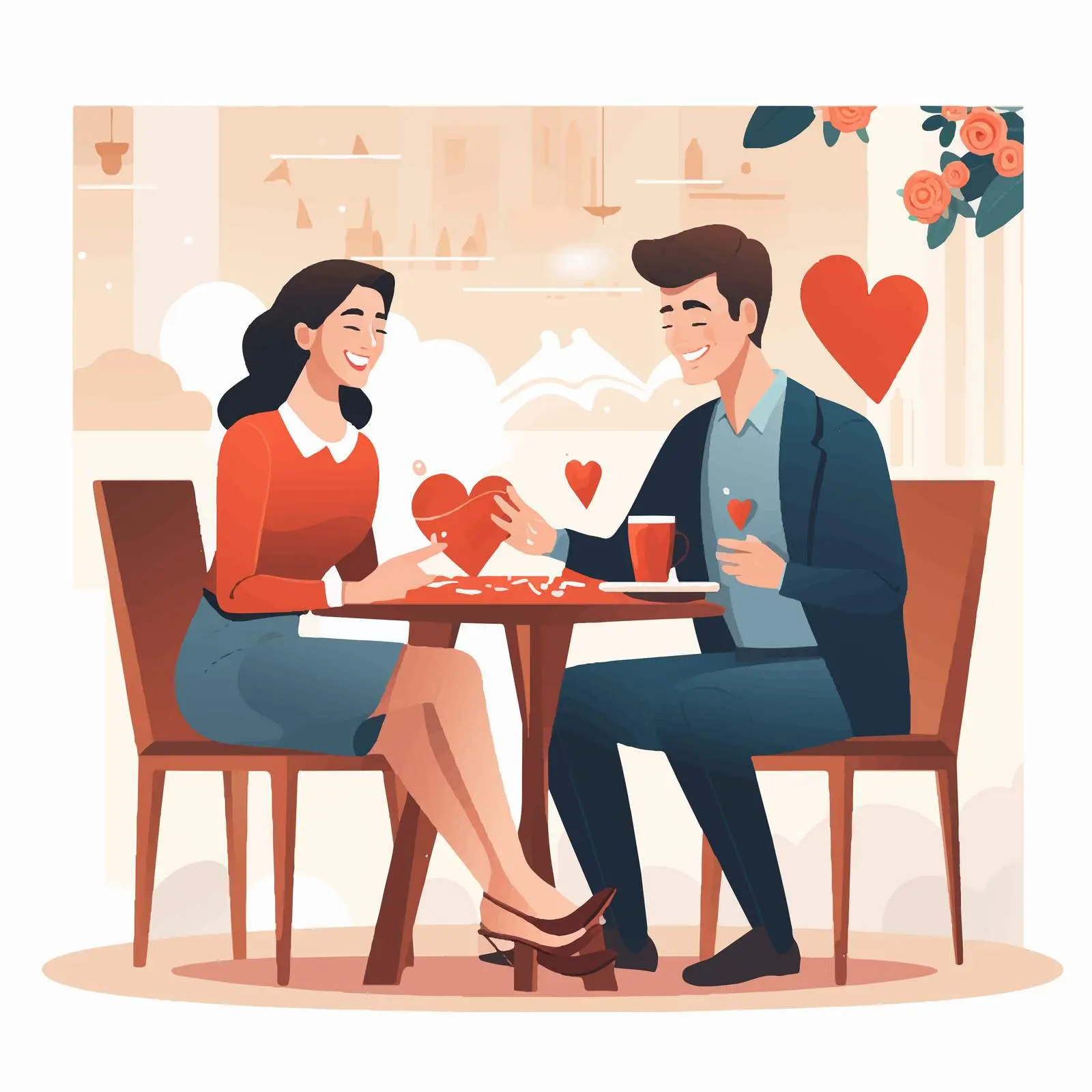 Couple Exchanging Gifts at Outdoor Café – free couple goals image from Dotvec