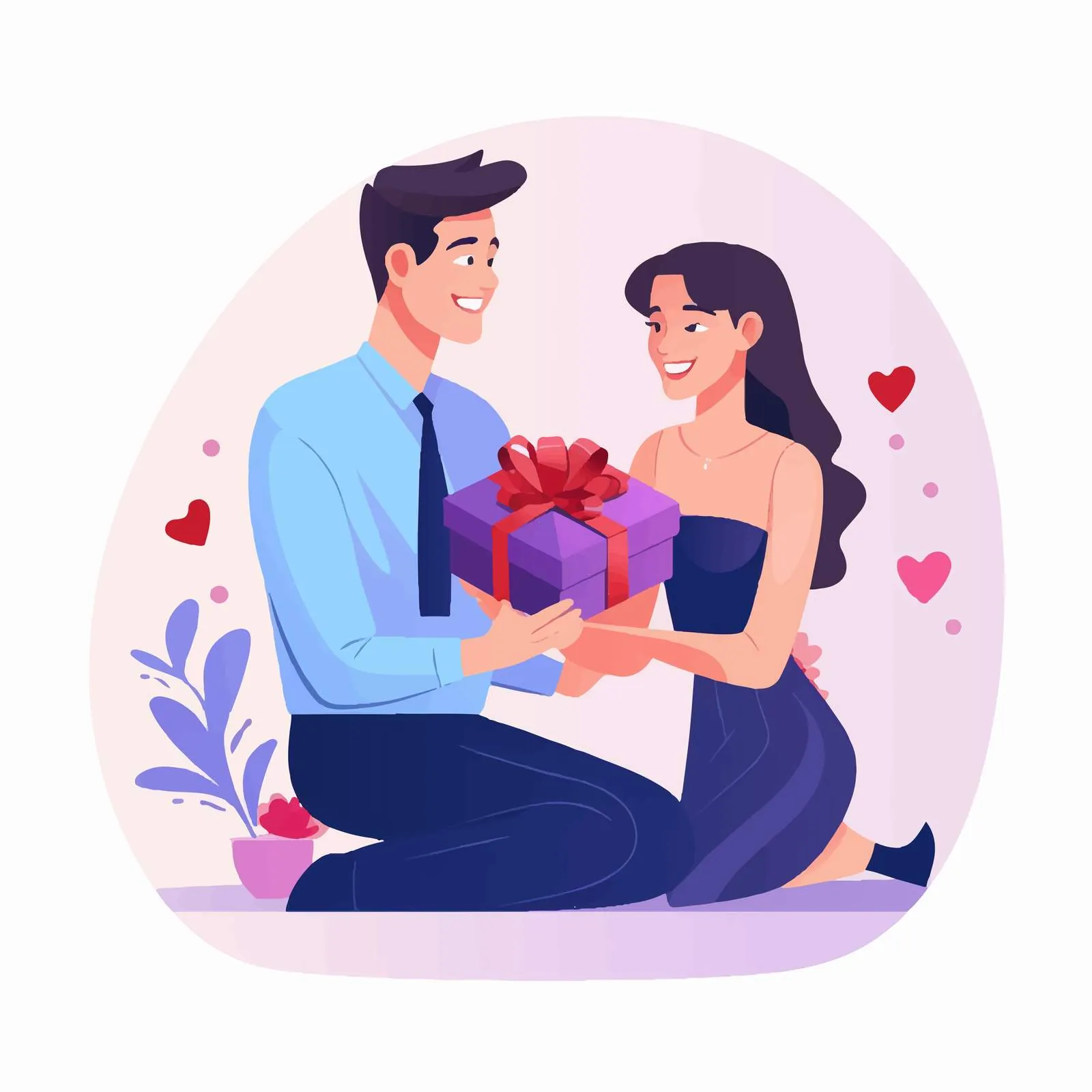 Couple Sharing Gifts in Romantic Setting — free download from Dotvec