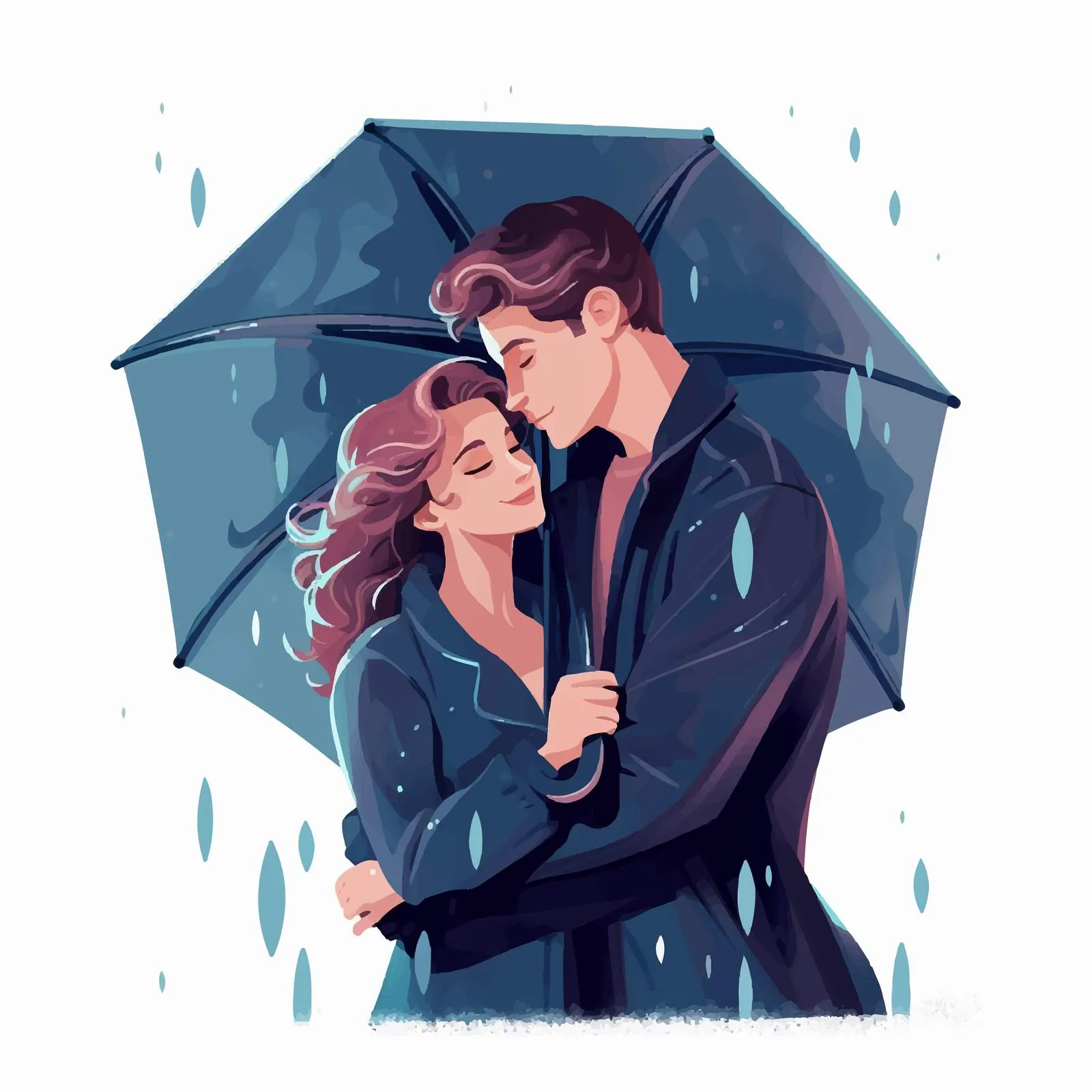 Romantic Couple Hugging Under Umbrella — free download from Dotvec