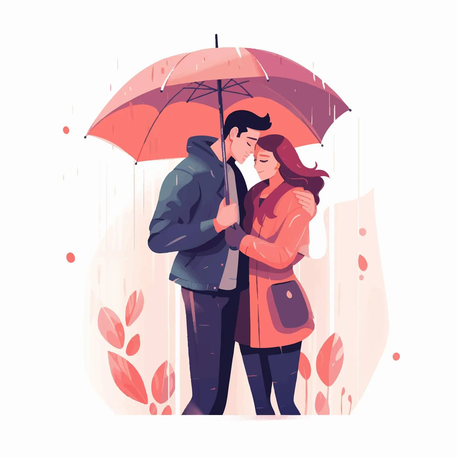 Romantic Couple Hugging Under Umbrella — free download from Dotvec