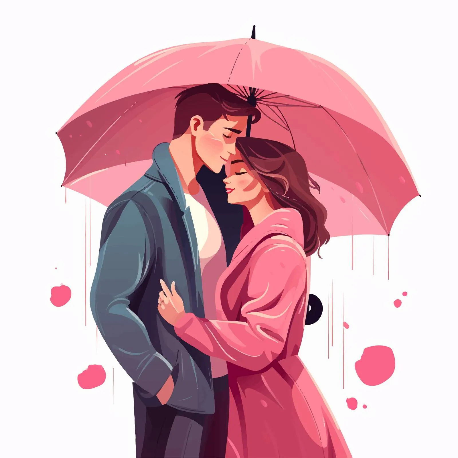Couple Hugging Under Umbrella on Romantic Date — free download from Dotvec