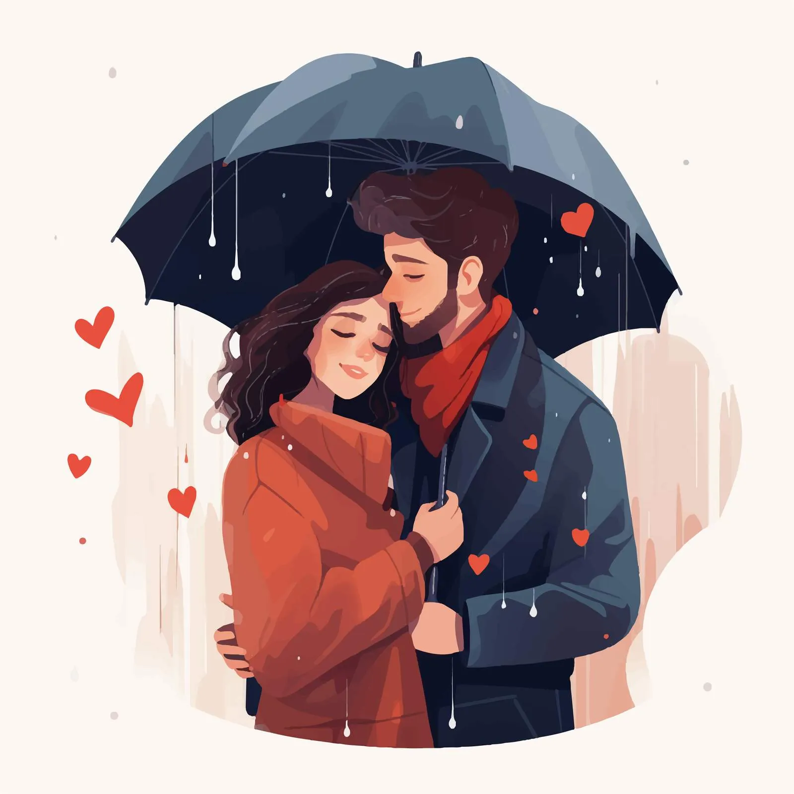 Romantic Couple Hugging Under Umbrella — free download from Dotvec