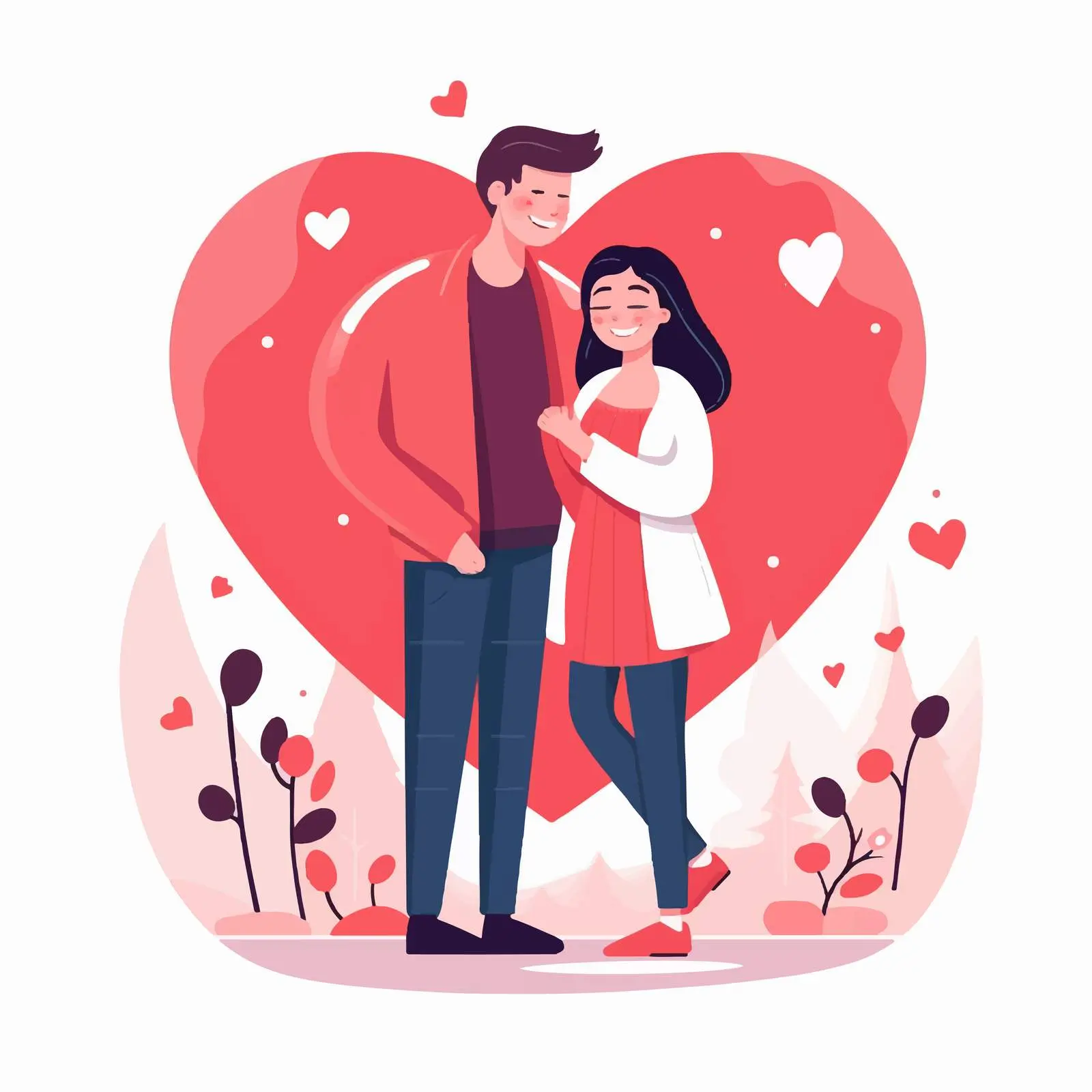 Happy Couple in Heart Illustration — free download from Dotvec