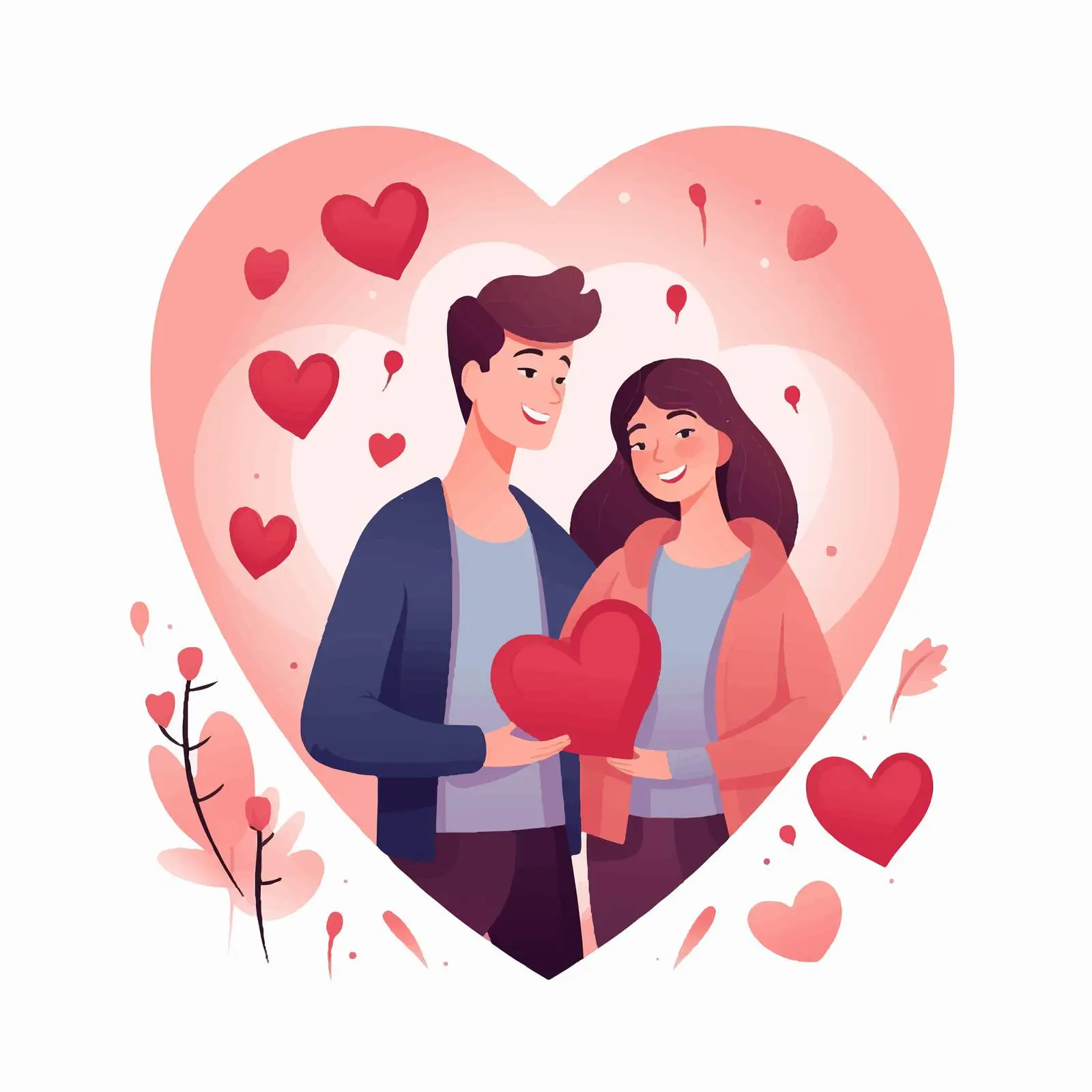 Happy Couple Inside Heart for Valentine's Day — free download from Dotvec
