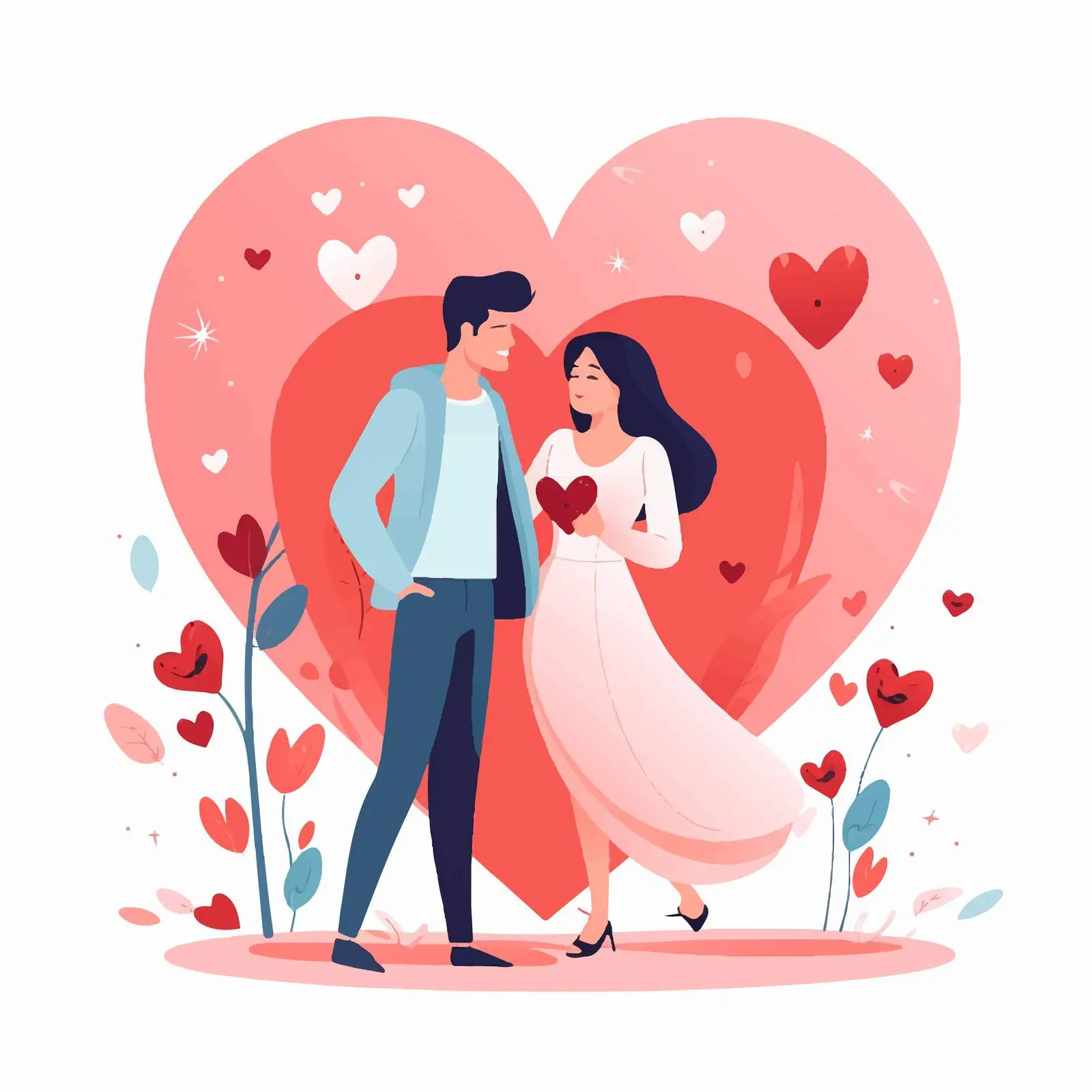 Happy Couple in Heart for Valentine's Day — free download from Dotvec