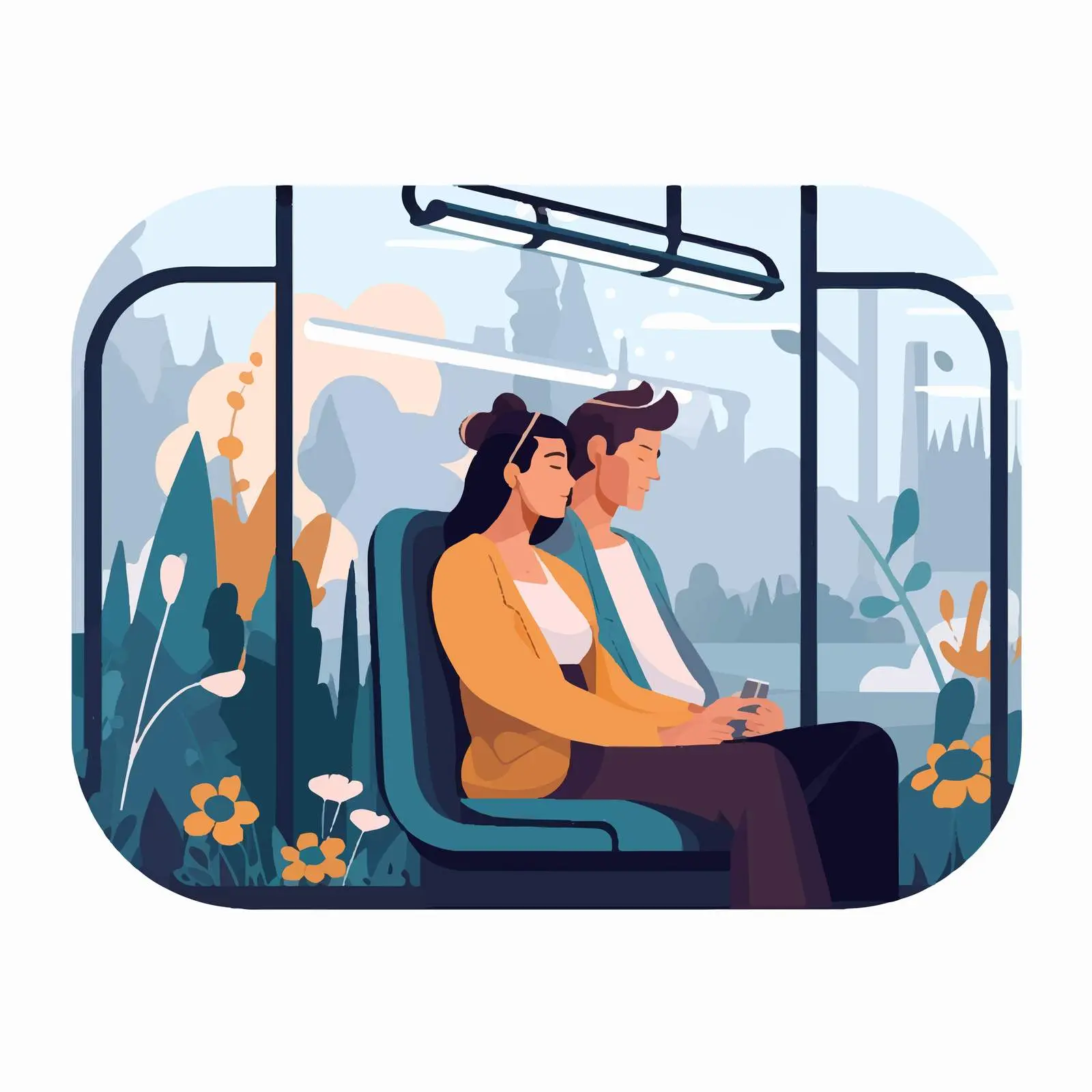 Romantic Couple in Metro Train Ride — free download from Dotvec