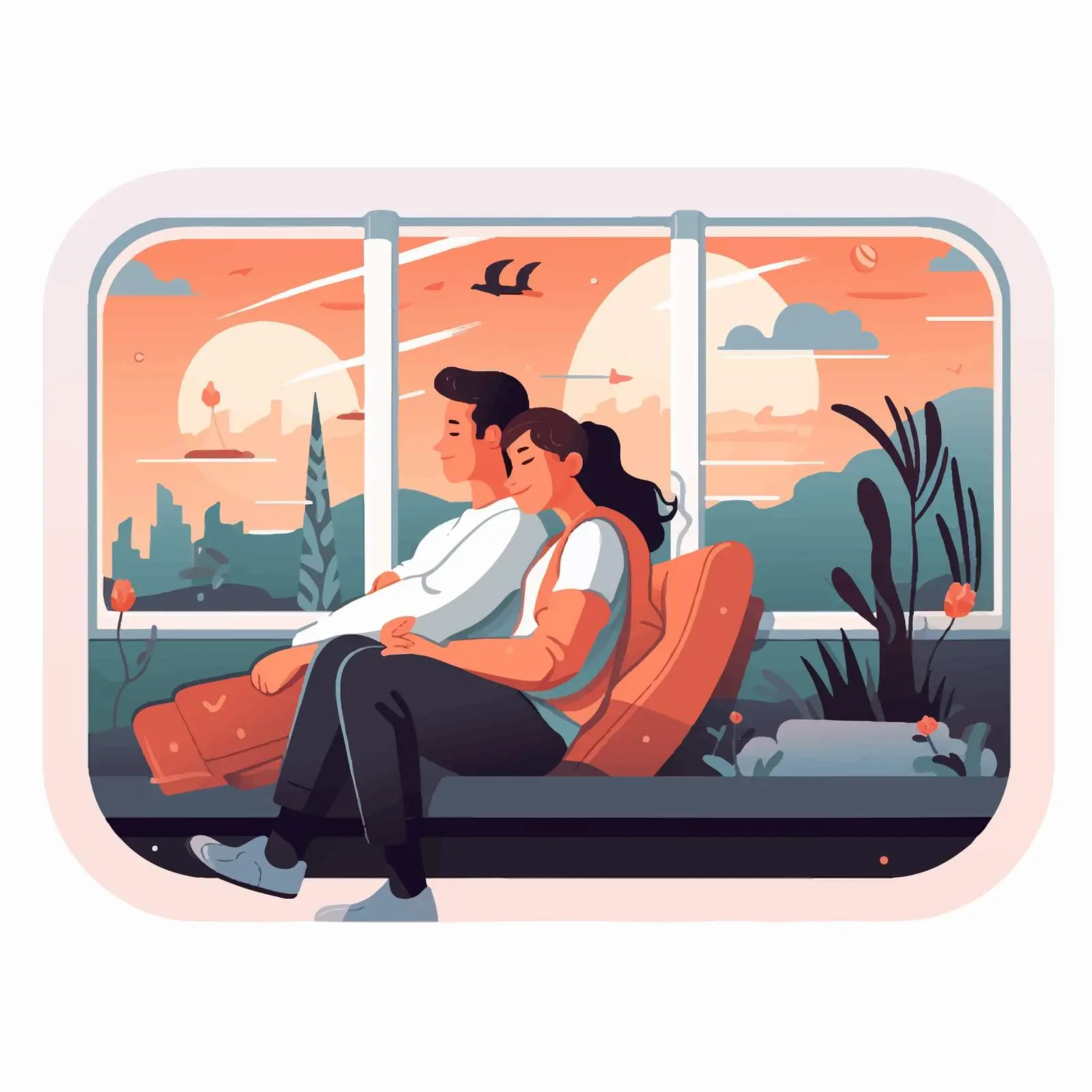 Romantic Couple in Suburban Metro Train — free download from Dotvec