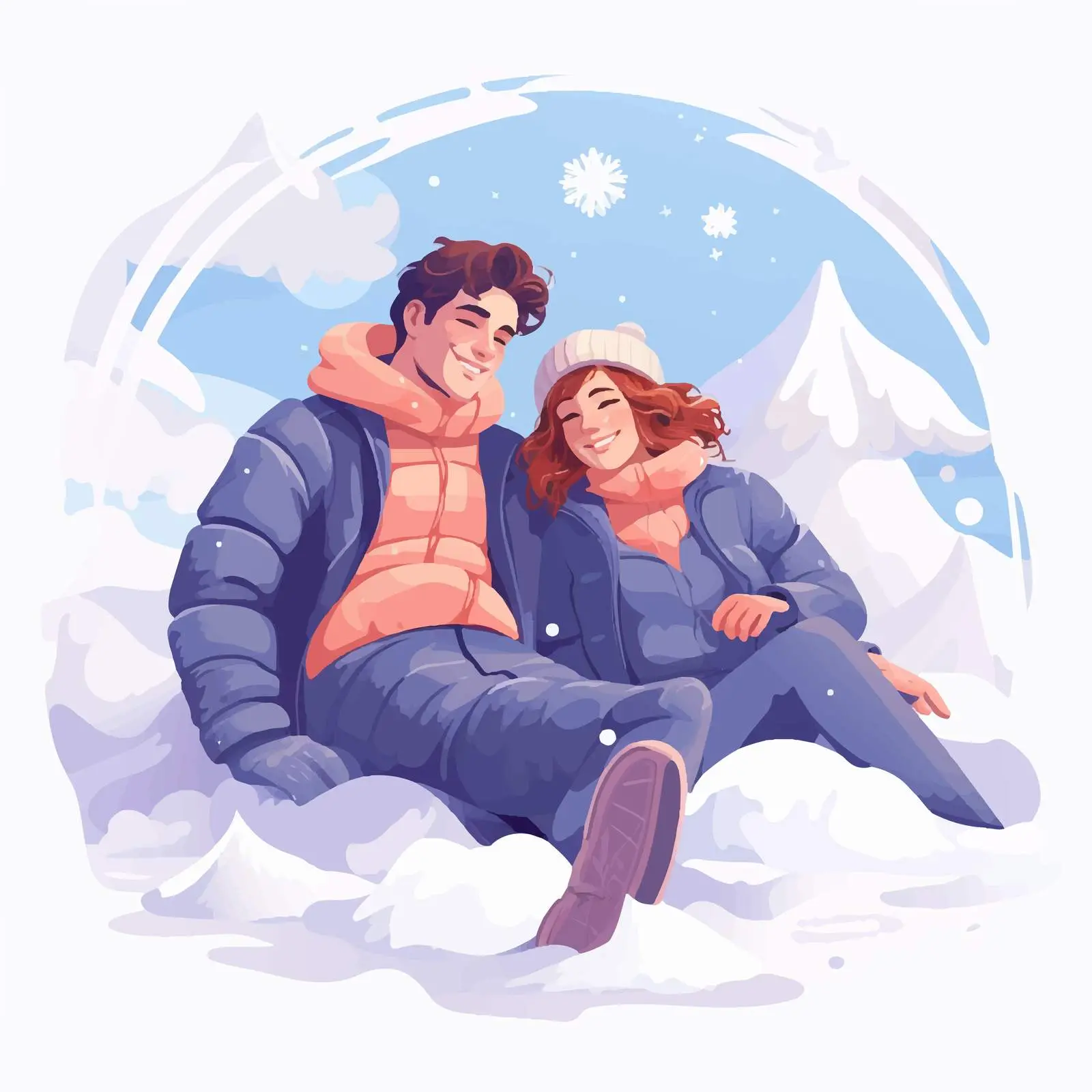 Couple Making Snow Angels in Winter Wonderland — free download from Dotvec