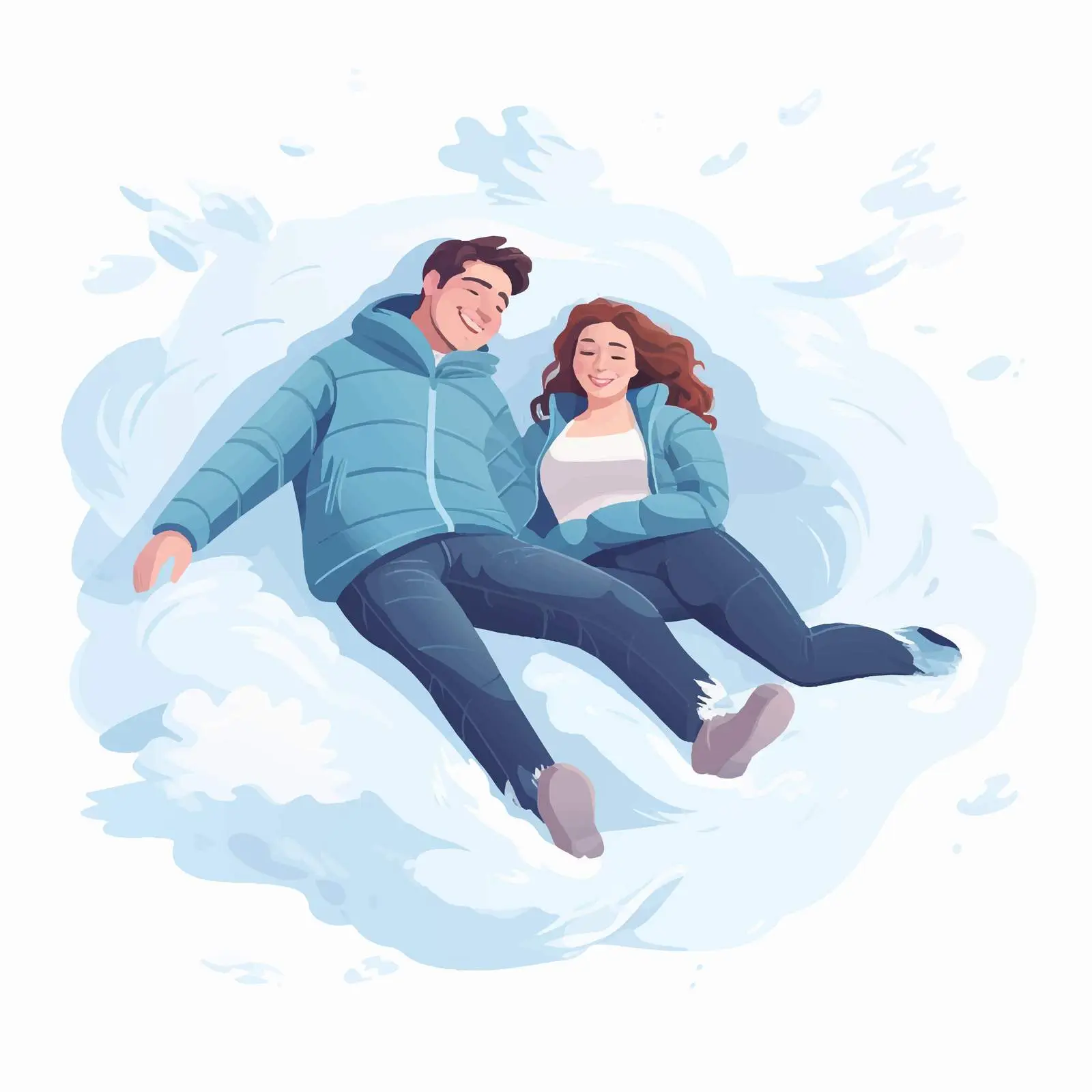 Couple Making Snow Angels in Winter Wonderland — free download from Dotvec