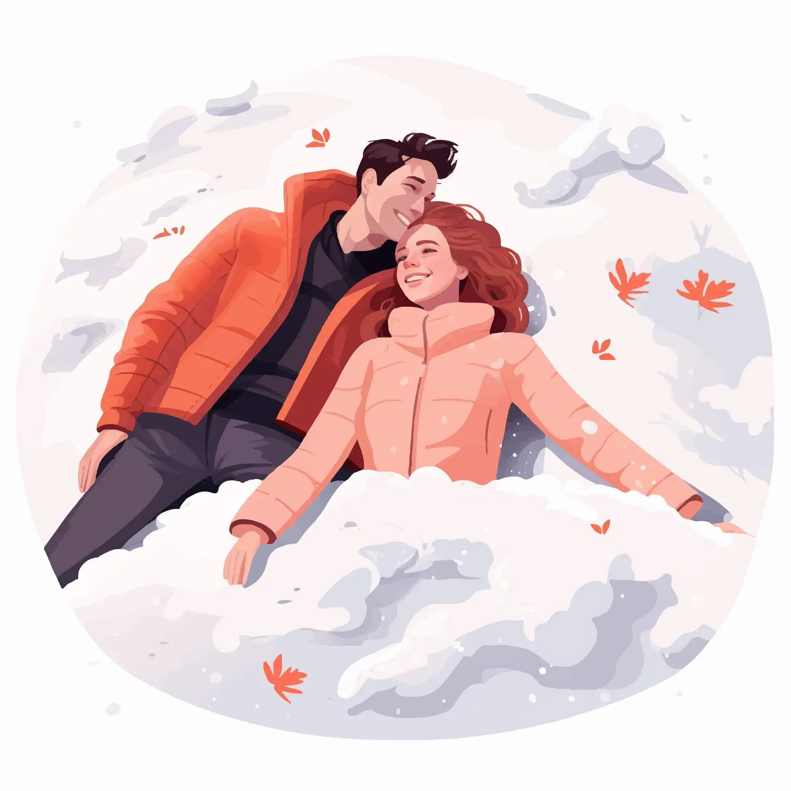 Couple Making Snow Angels in Winter Wonderland — free download from Dotvec