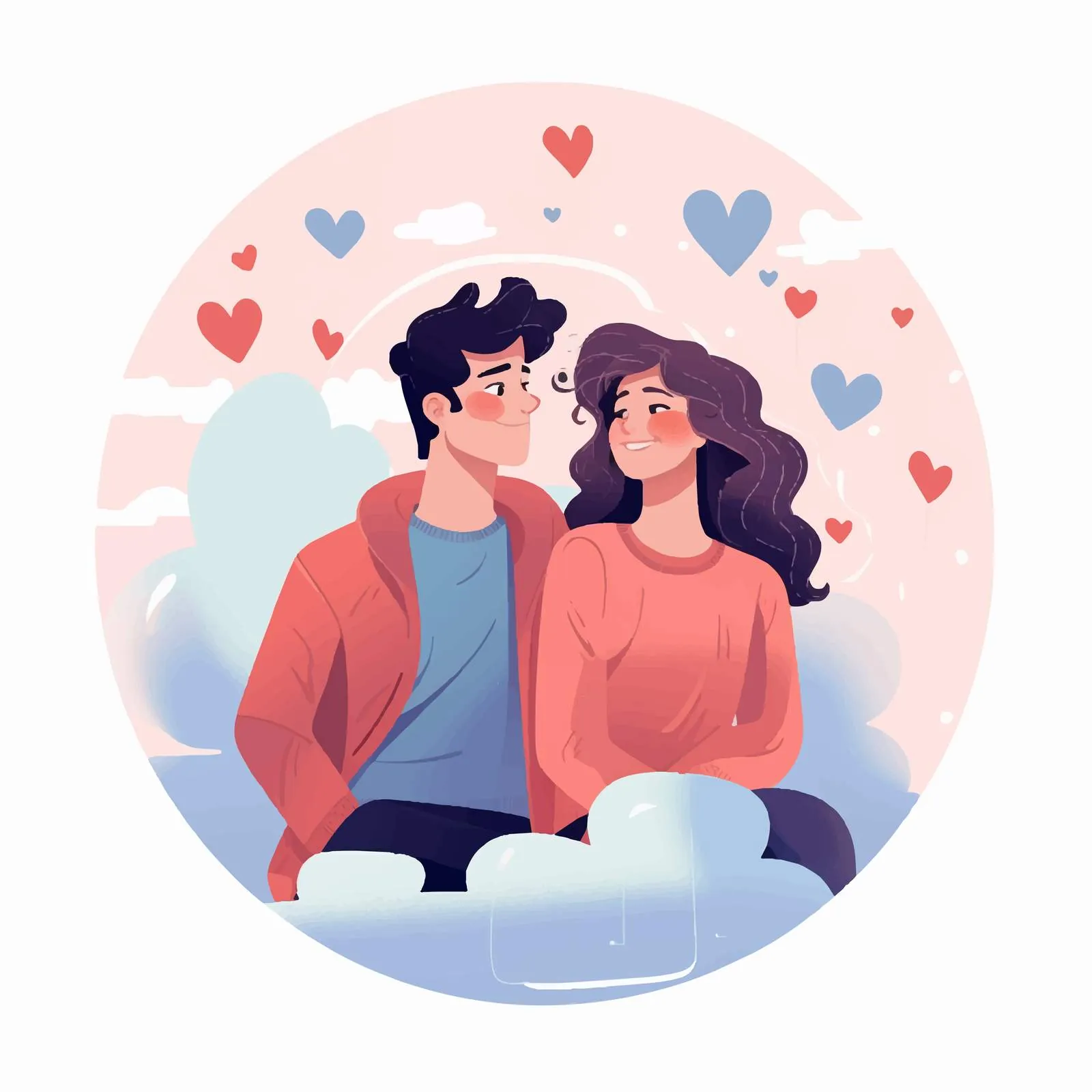 Abstract Portrait of Enamored Young Couple — free download from Dotvec