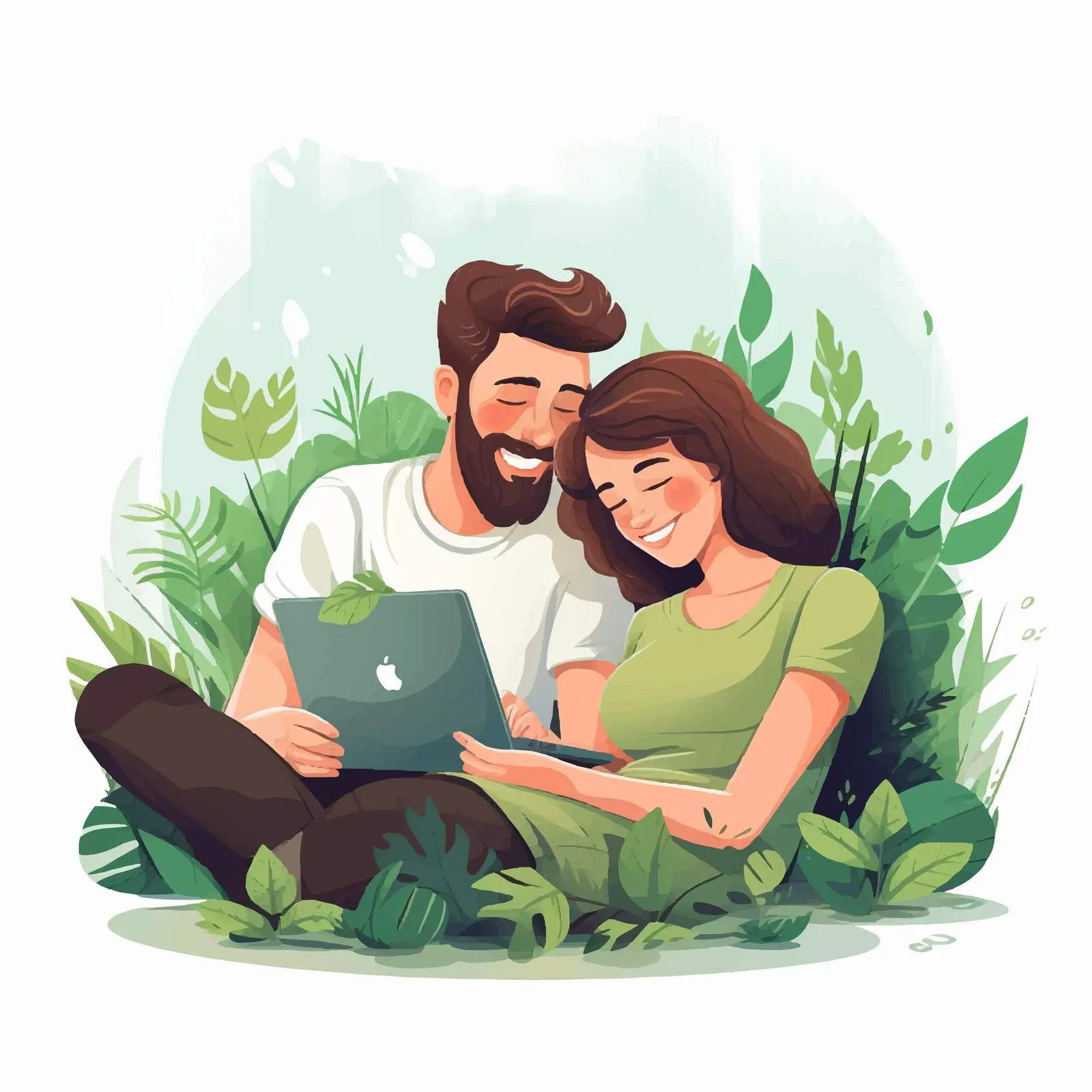 Couple Relaxing Together with Laptop – free couple goals image from Dotvec