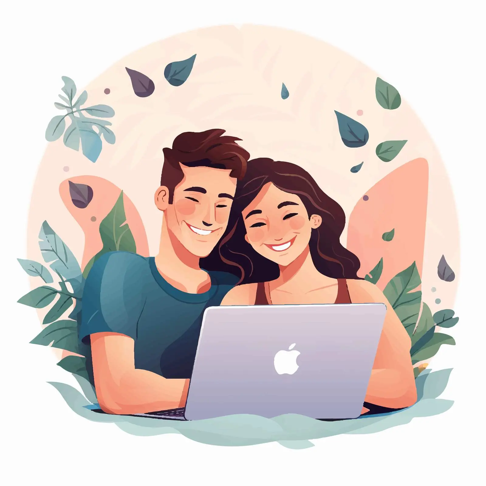 Couple Relaxing Together with Laptop — free download from Dotvec