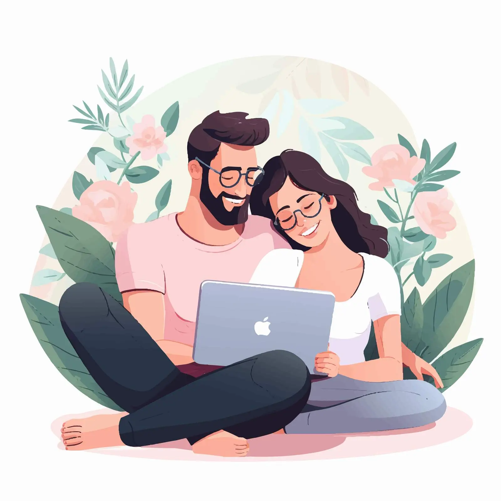 Couple Relaxing Together with Laptop — free download from Dotvec