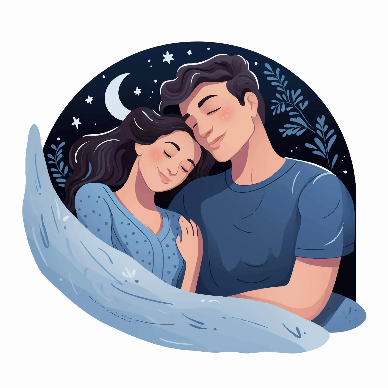Couple Embracing While Sleeping at Night — free download from Dotvec