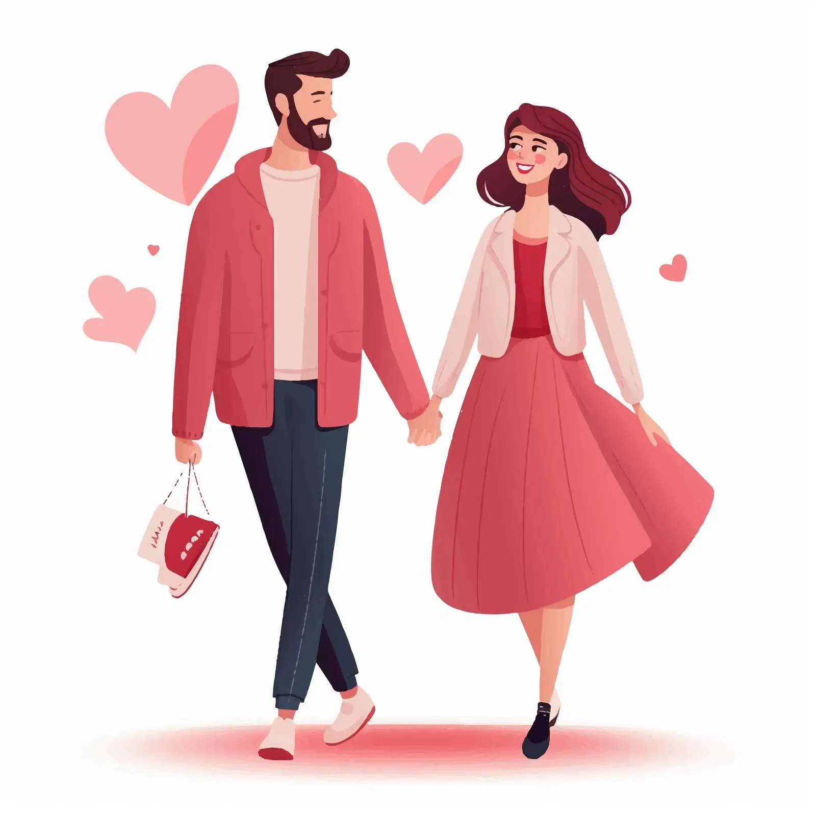 Tall Woman and Short Man Valentine's Couple Vector — free download from Dotvec