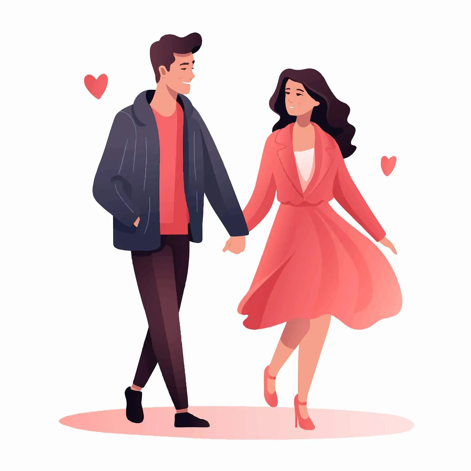 Romantic Couple: Tall Woman and Short Man – free valentines image from Dotvec