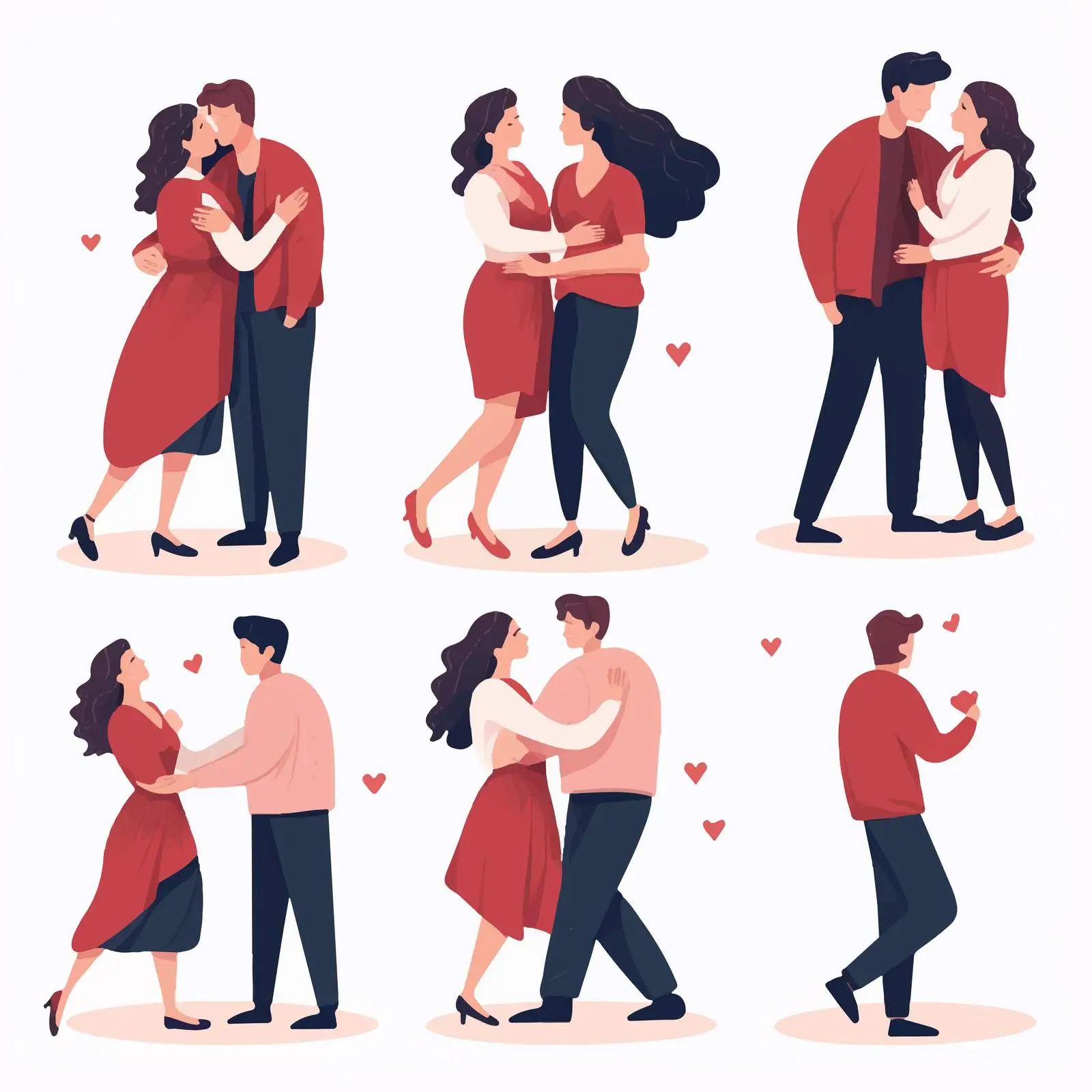 Couples Embracing and Hugging Vector Set — free download from Dotvec
