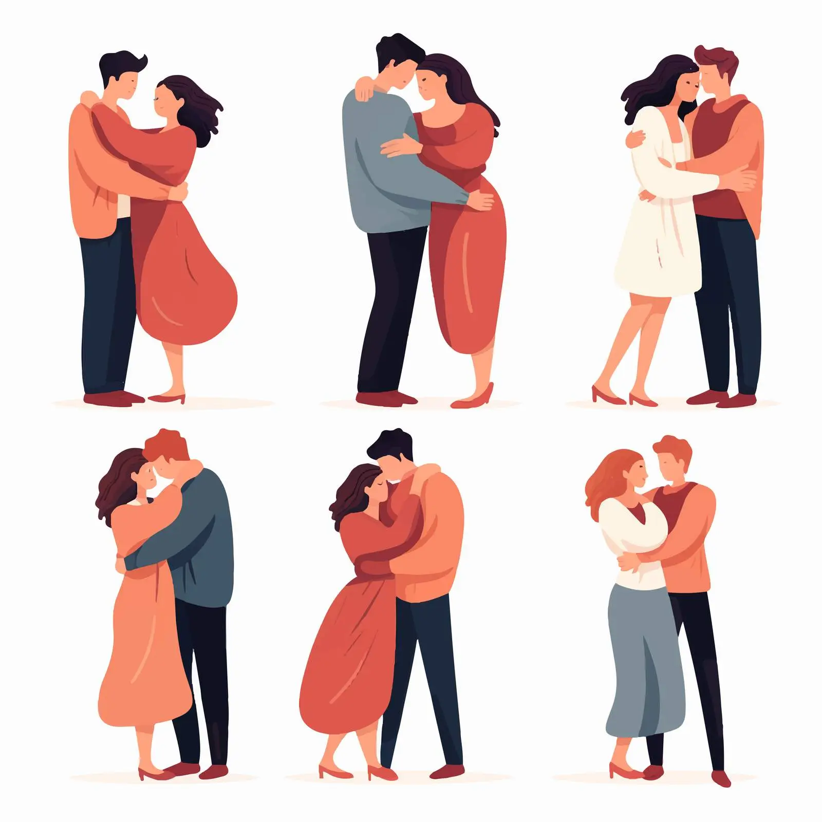 Couples Embracing in Love Vector Illustration — free download from Dotvec